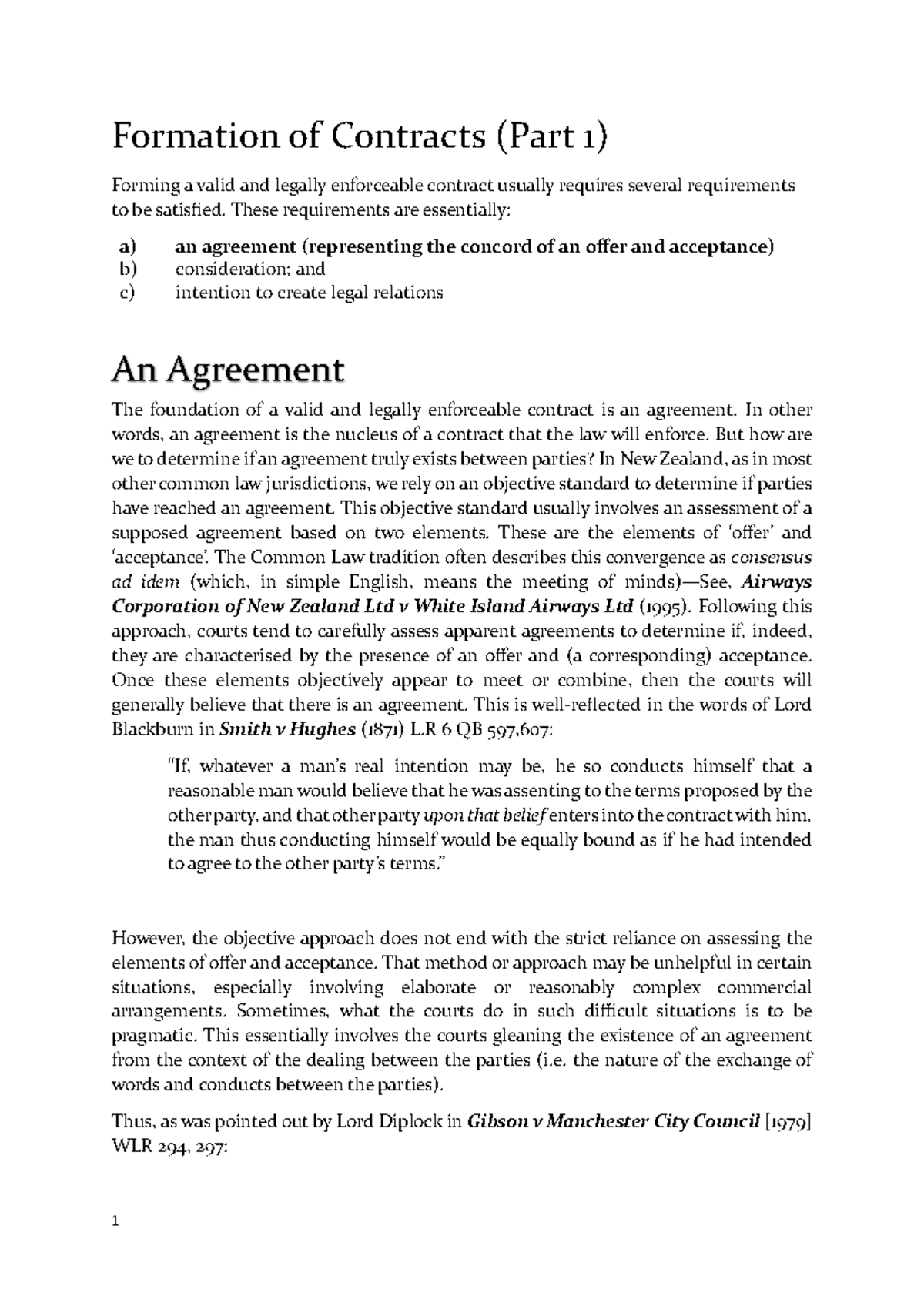 Formation of Contracts (LAW101): Understanding Offer and Acceptance ...