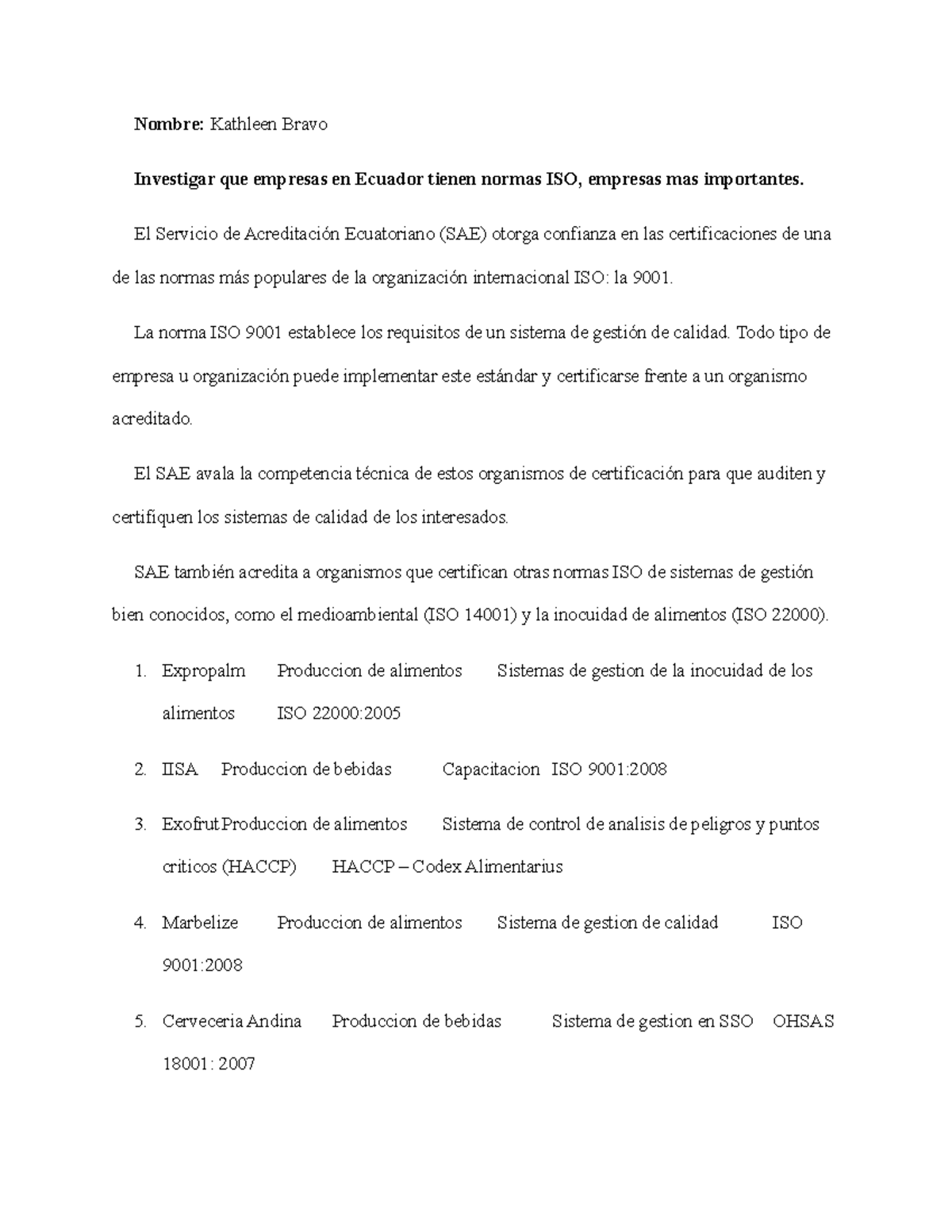 Empresas en Ecuador con Certificación ISO: Un Estudio Detallado - Studocu