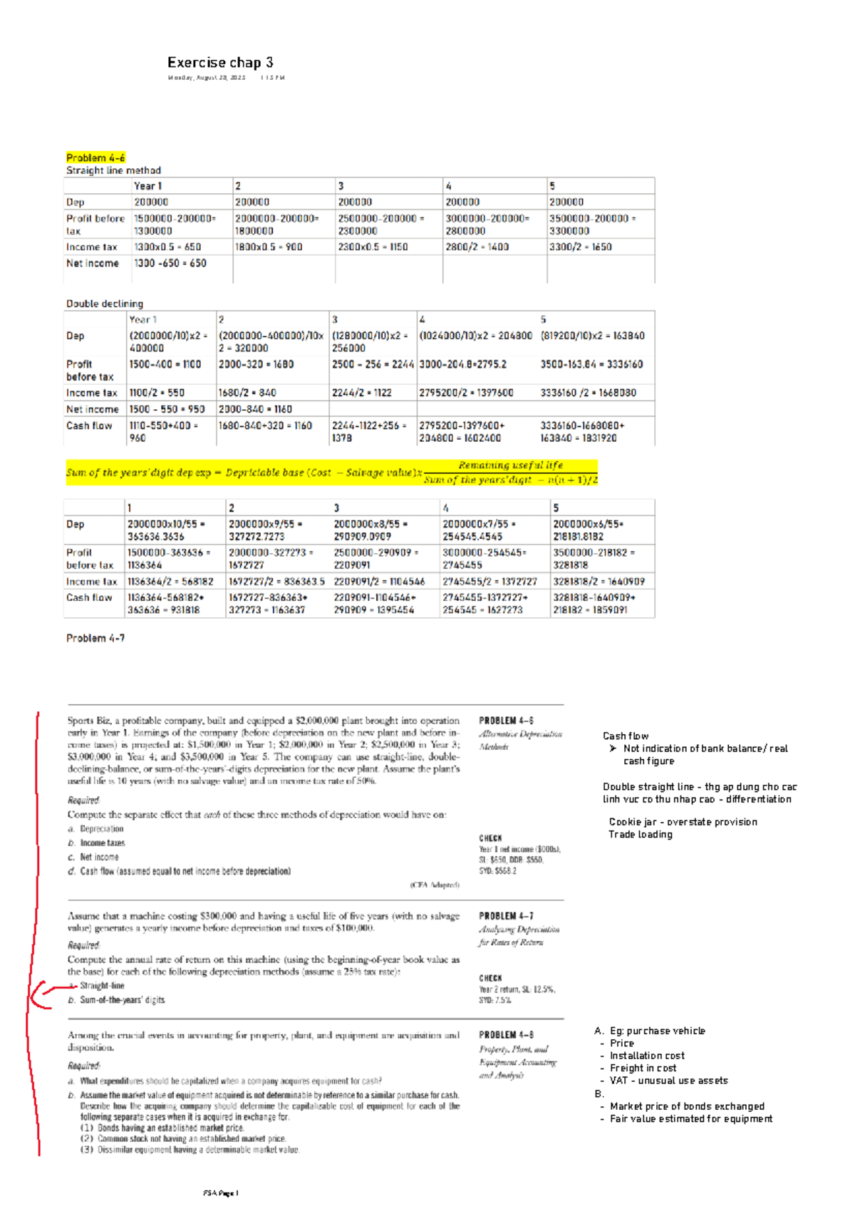 Exercise Chapter 3 - Cash Flow Analysis Notes for FSA - Studocu