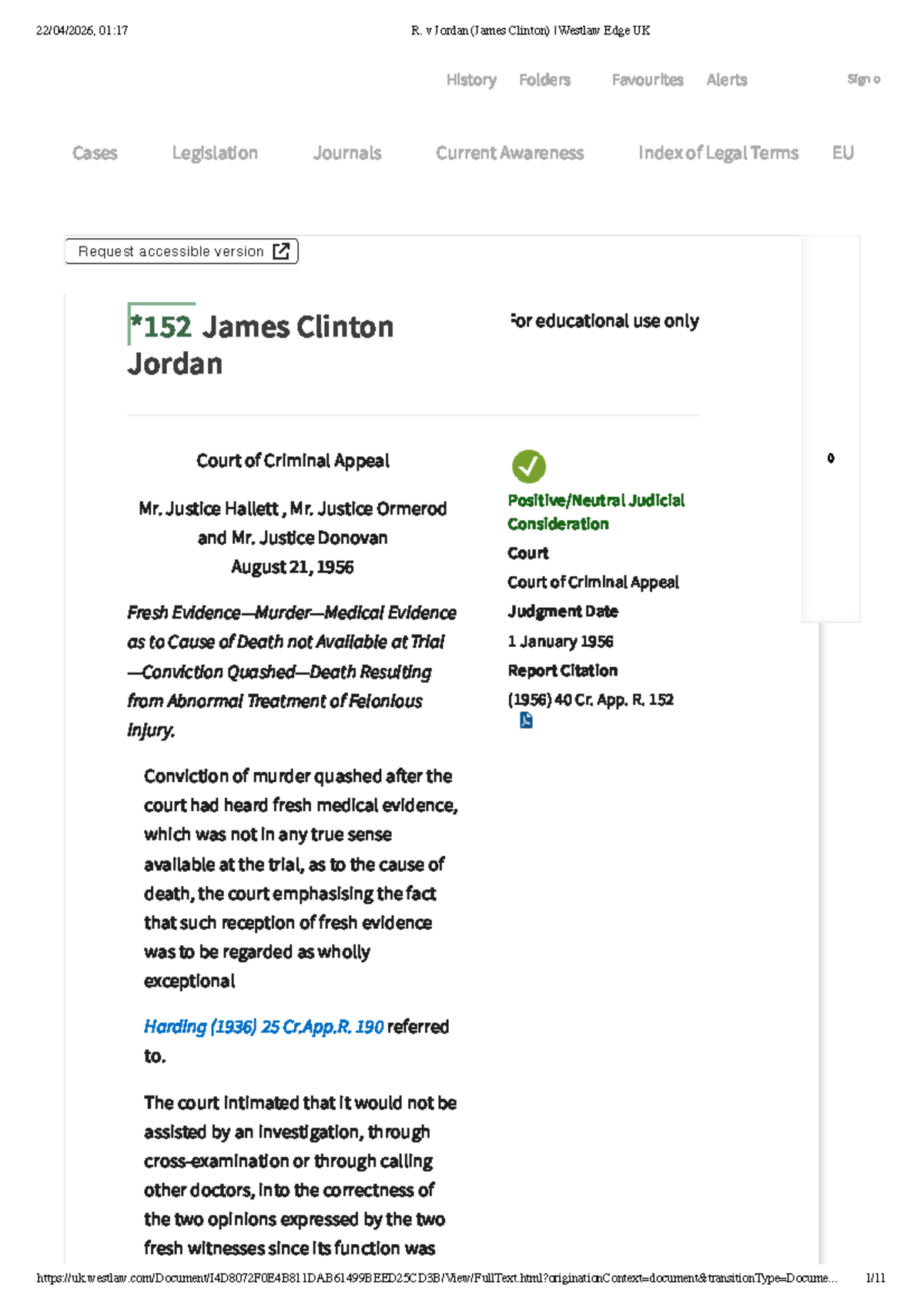 R. v Jordan (James Clinton) - Appeal Judgment Analysis - Studocu