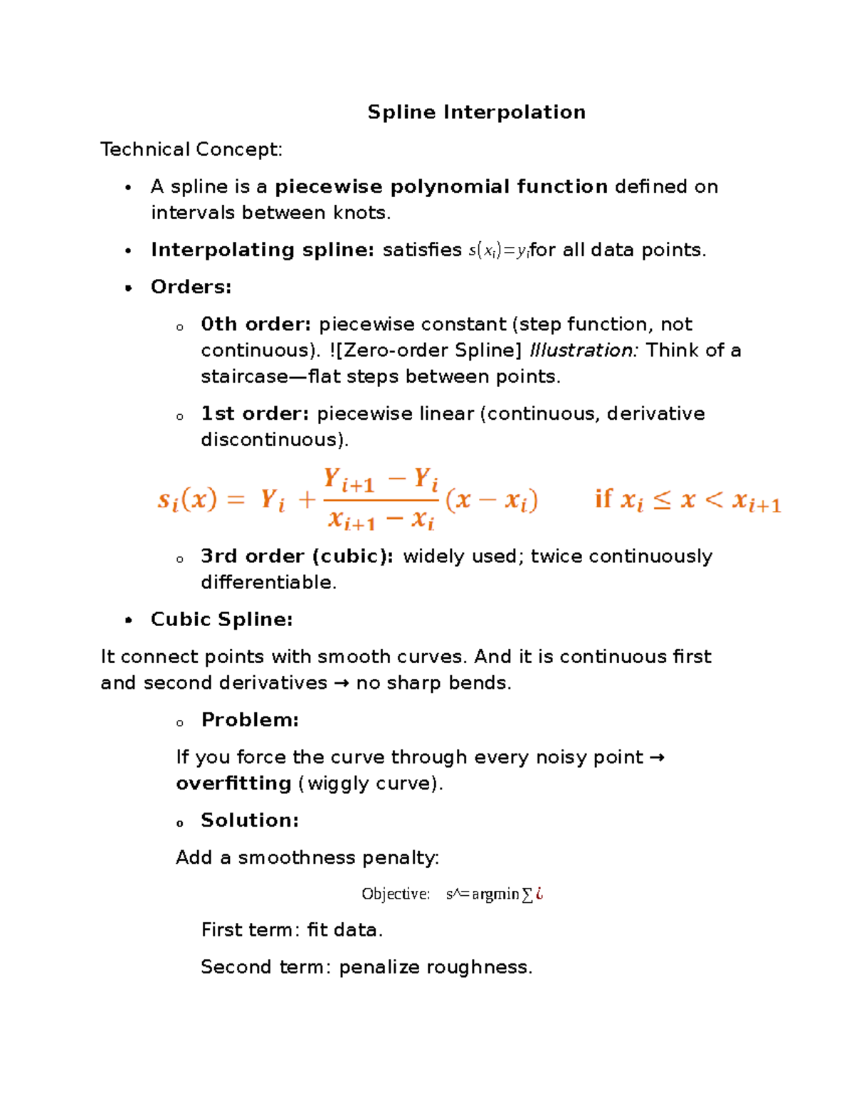 Lecture Notes on Spline Interpolation Concepts (Week-7) - Studocu