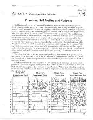 Soil Profiles And Horizons Worksheet