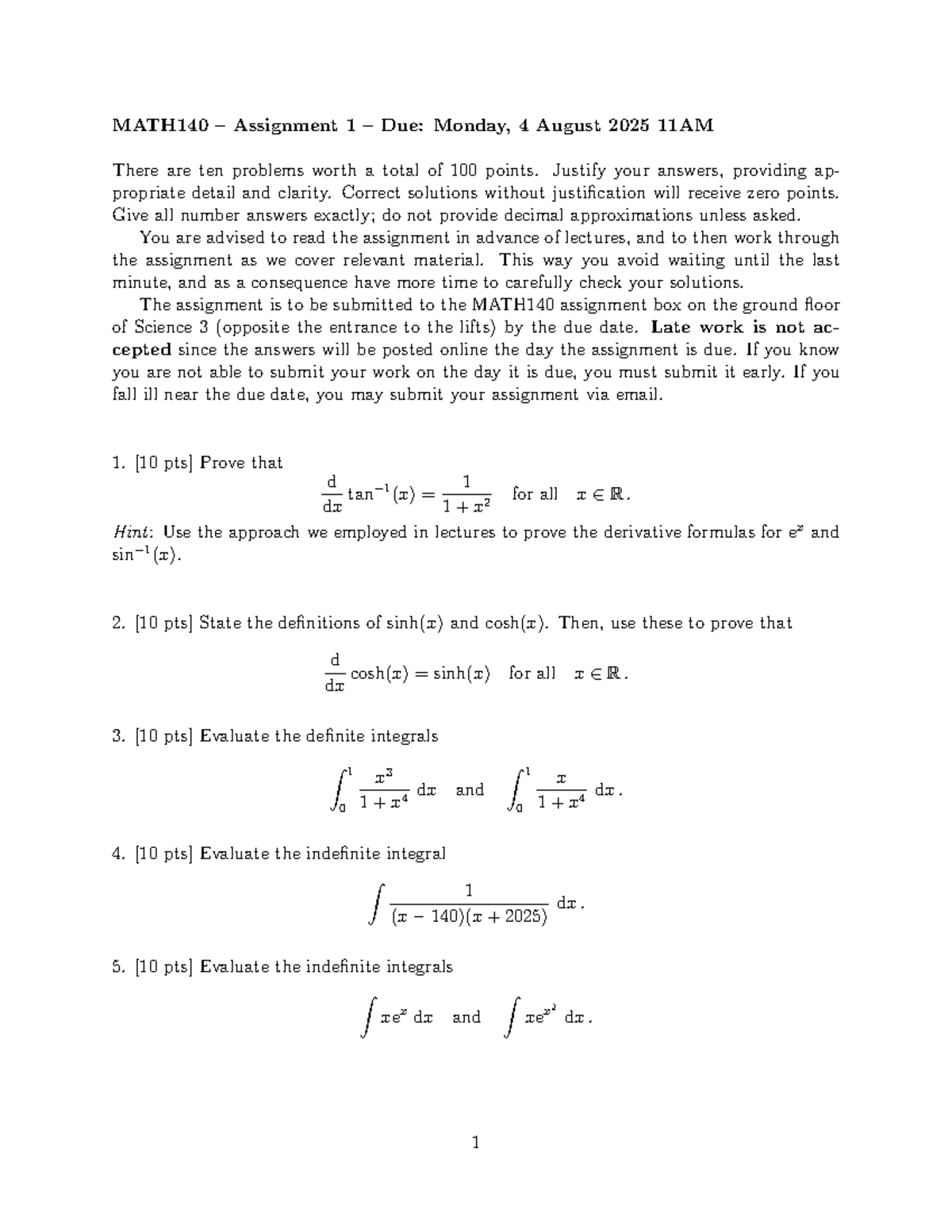 MATH140 Assignment 1 - Practice Problems and Guidelines - Studocu