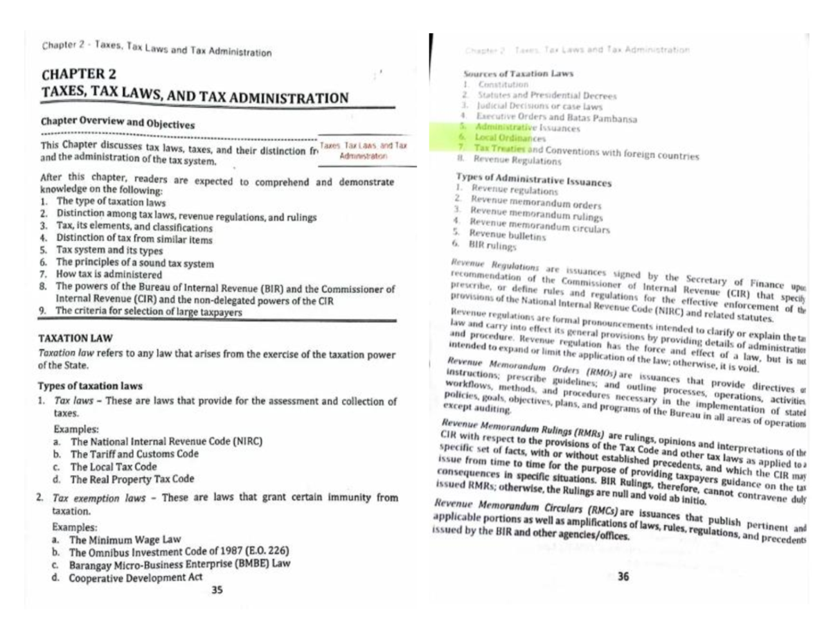 Chapter 2: Taxes, Tax Laws, and Tax Administration (Course Code: TAX101 ...