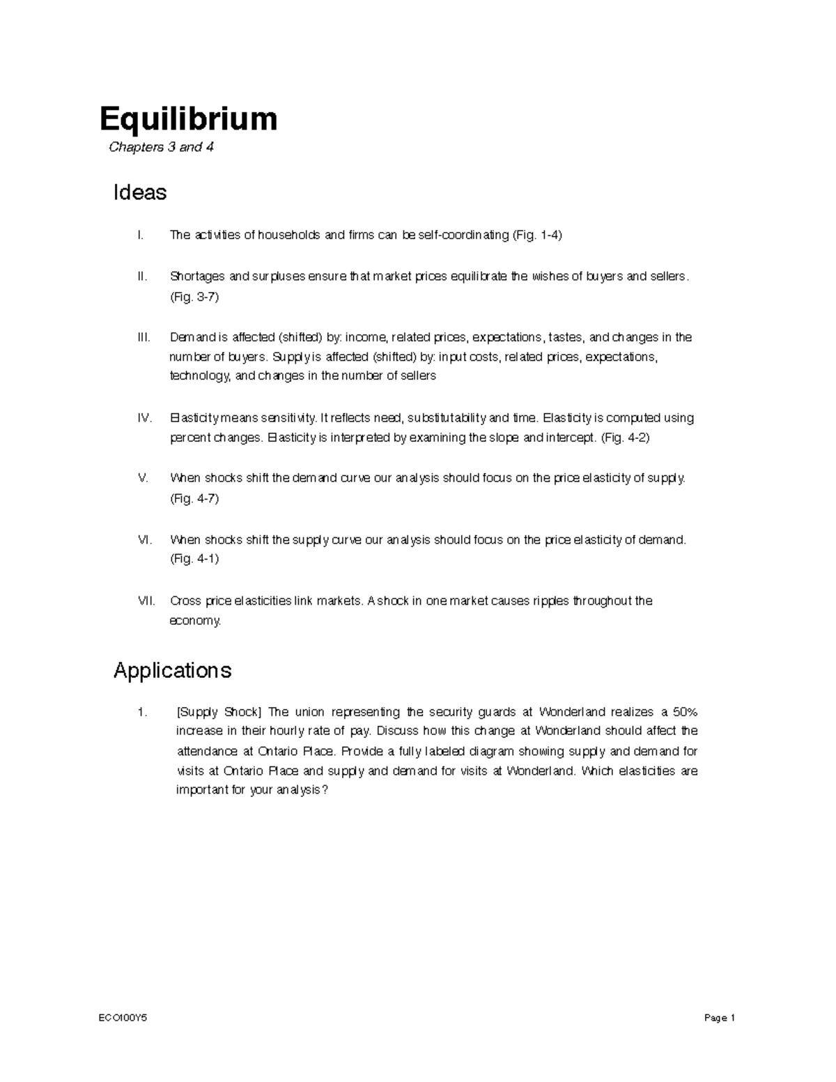 Eco100 Lecture Notes: Equilibrium & Regulation - Ch 3, 4, 5 at UofT ...