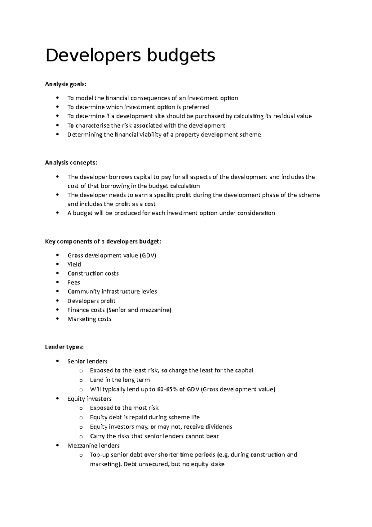 Lecture 10 - Understanding Developers' Budgets and Financial Viability ...