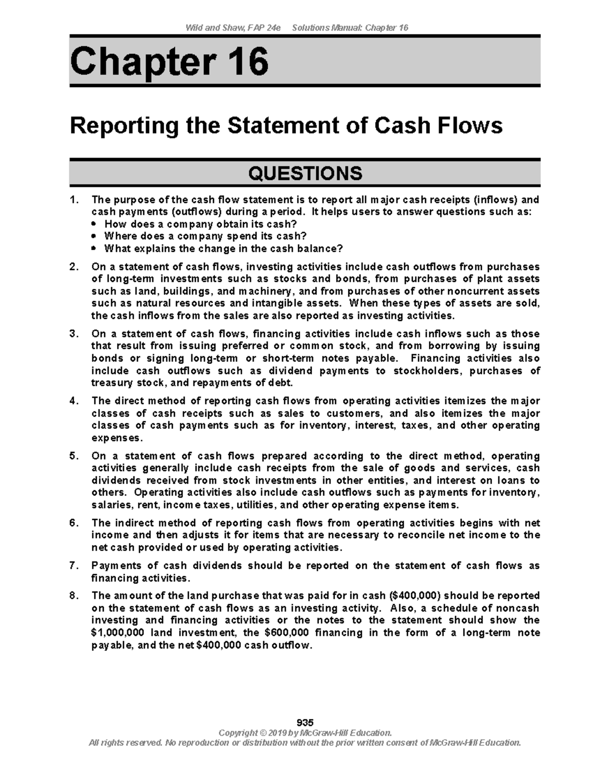 Wild and Shaw, FAP 24e Solutions Manual: Chapter 16 Cash Flow Statement ...