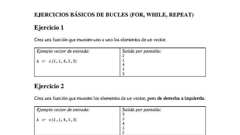 EJERCICIOS BÁSICOS DE BUCLES (FOR, WHILE, REPEAT) - Ejercicios 1-4 ...