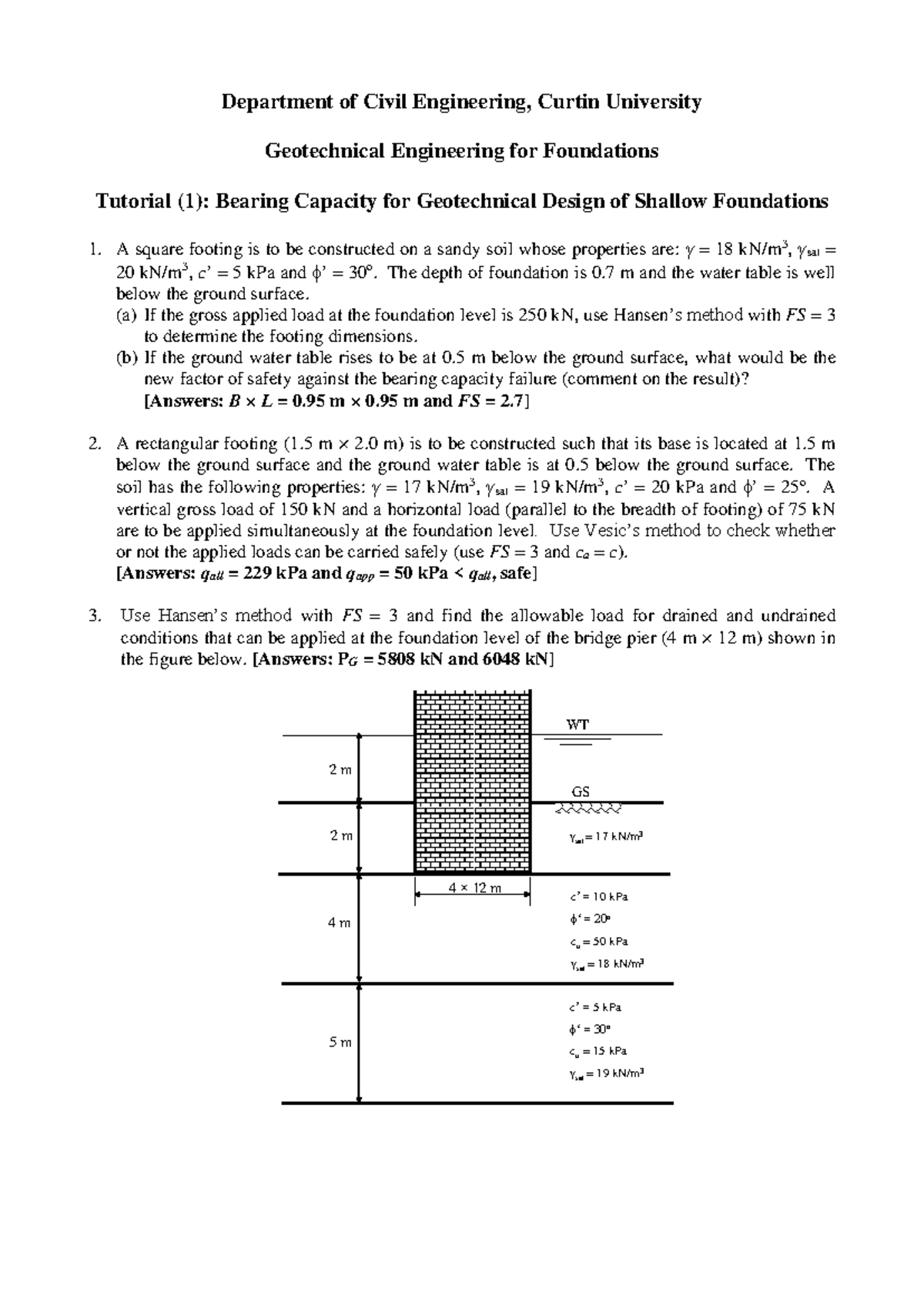 Tutorial 1: Bearing Capacity Analysis for Shallow Foundations in ...