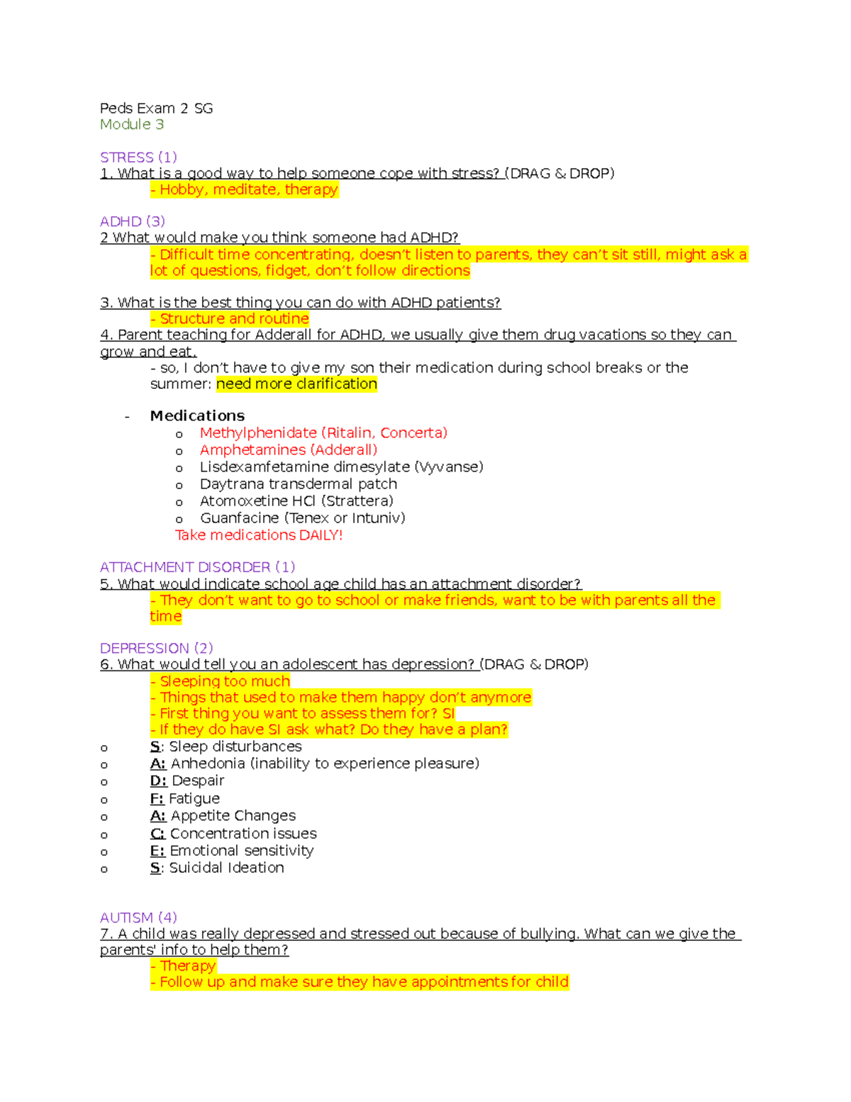 Peds Exam 2 Study Guide: Key Concepts & Nursing Interventions - Studocu
