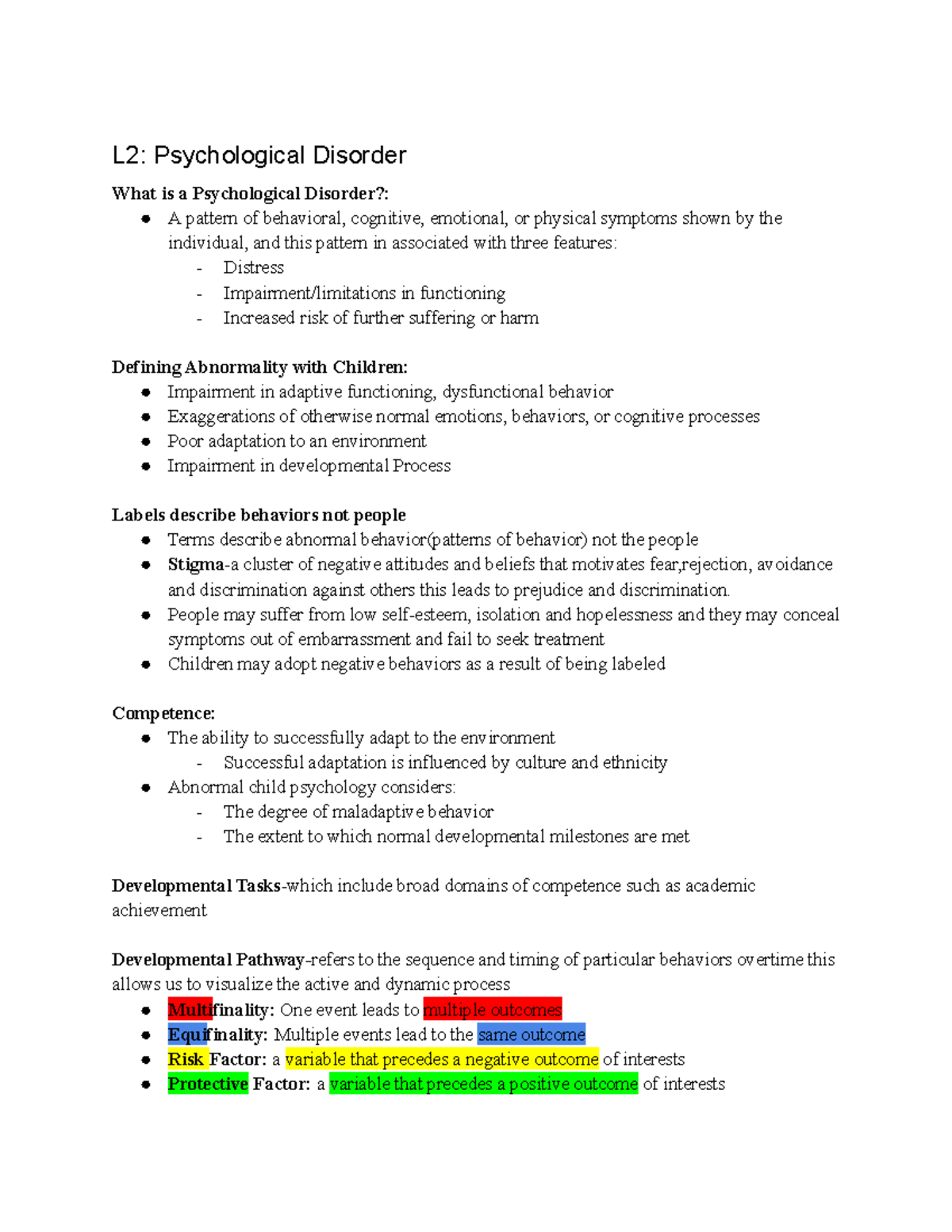 PSY338 Final Exam Study Notes: Understanding Psychological Disorders ...