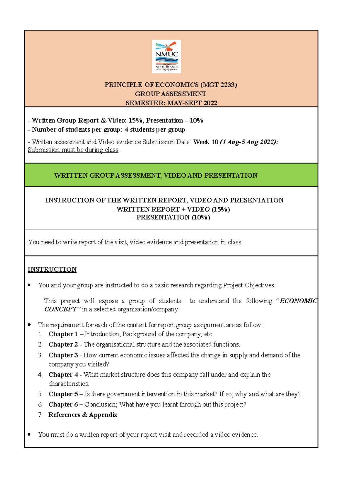 MGT 2233 Group Assignment: Principles of Economics Project Report - Studocu
