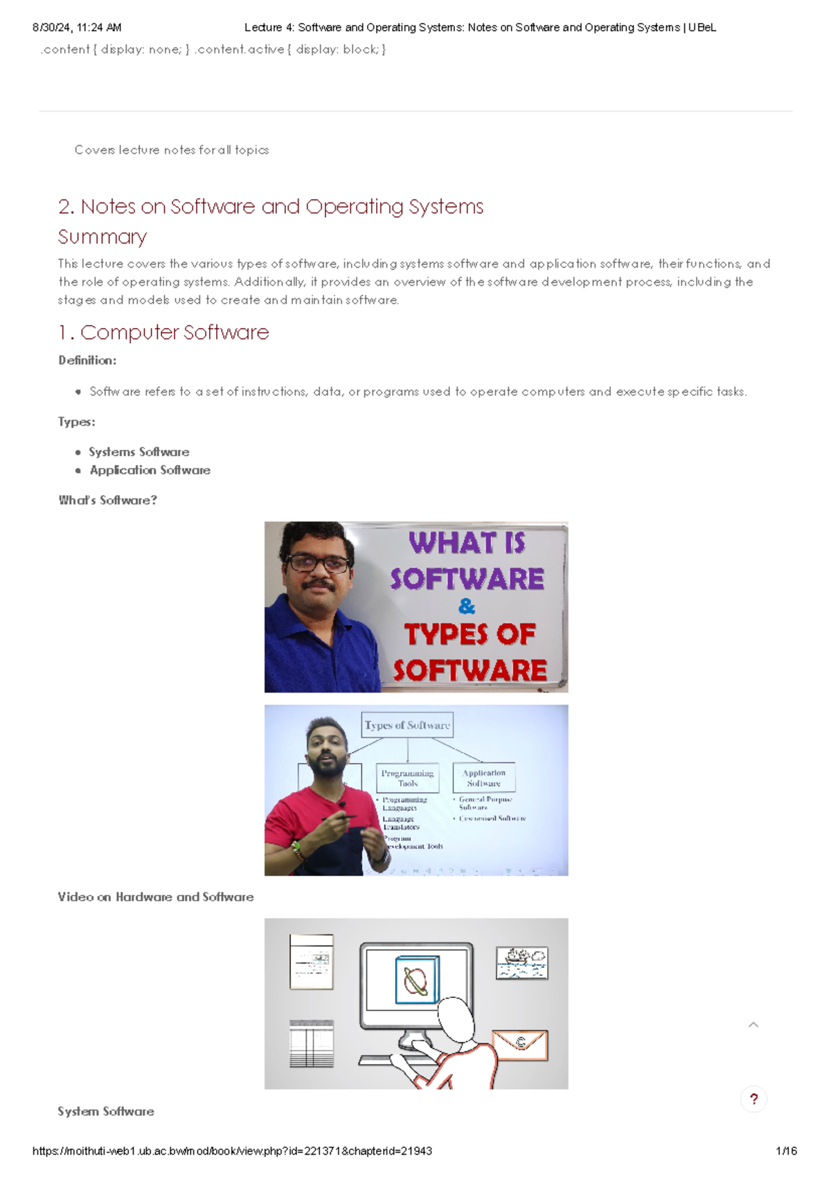 Lecture 4: Comprehensive Notes on Software & Operating Systems - UBe L ...