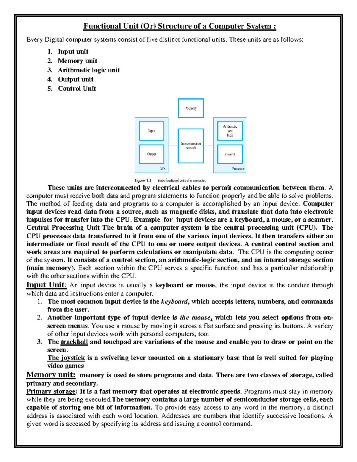 CAO UN IT-1: Functional Units and Structure of Computer Systems - Studocu