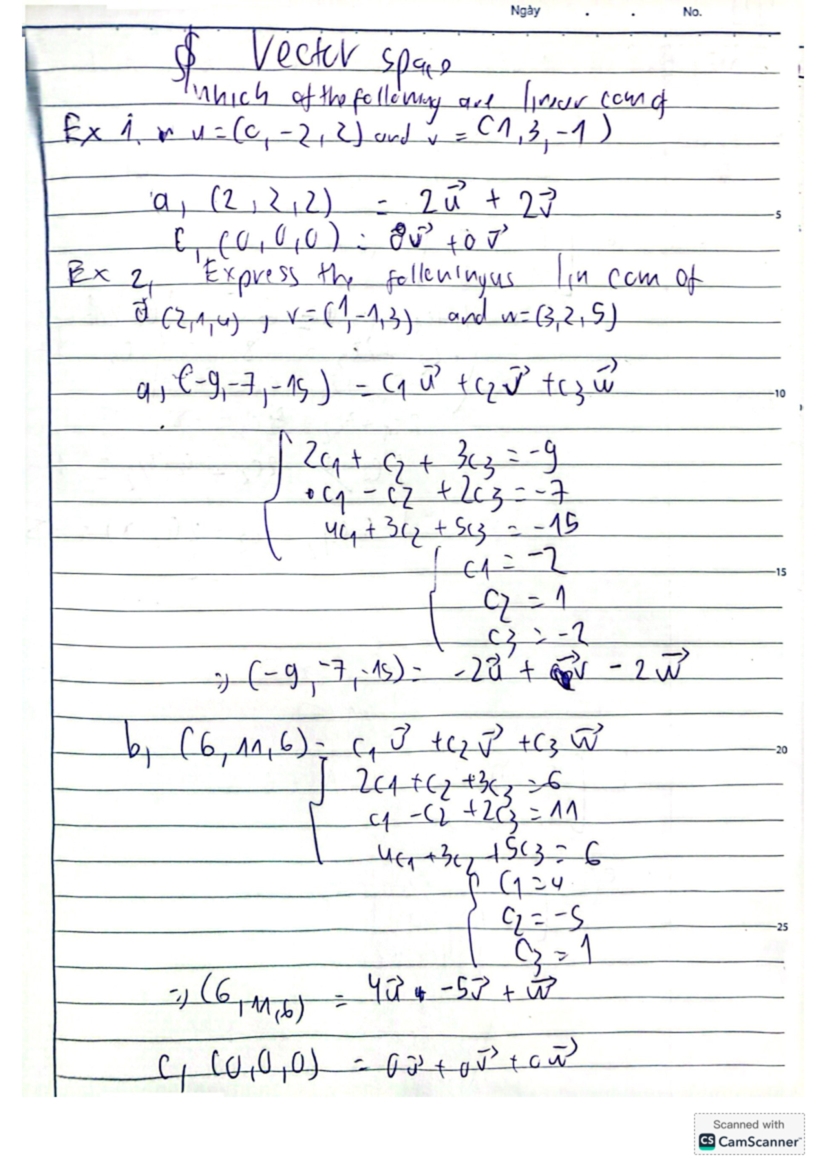 Vector Space HW - Linear Combinations and Dependence Analysis - Studocu