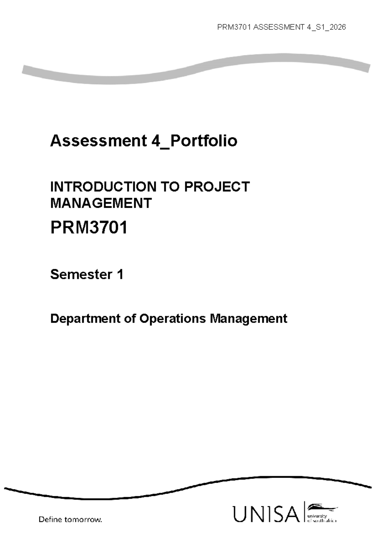 PRM3701 Assessment 4 Portfolio: Project Management Insights and ...