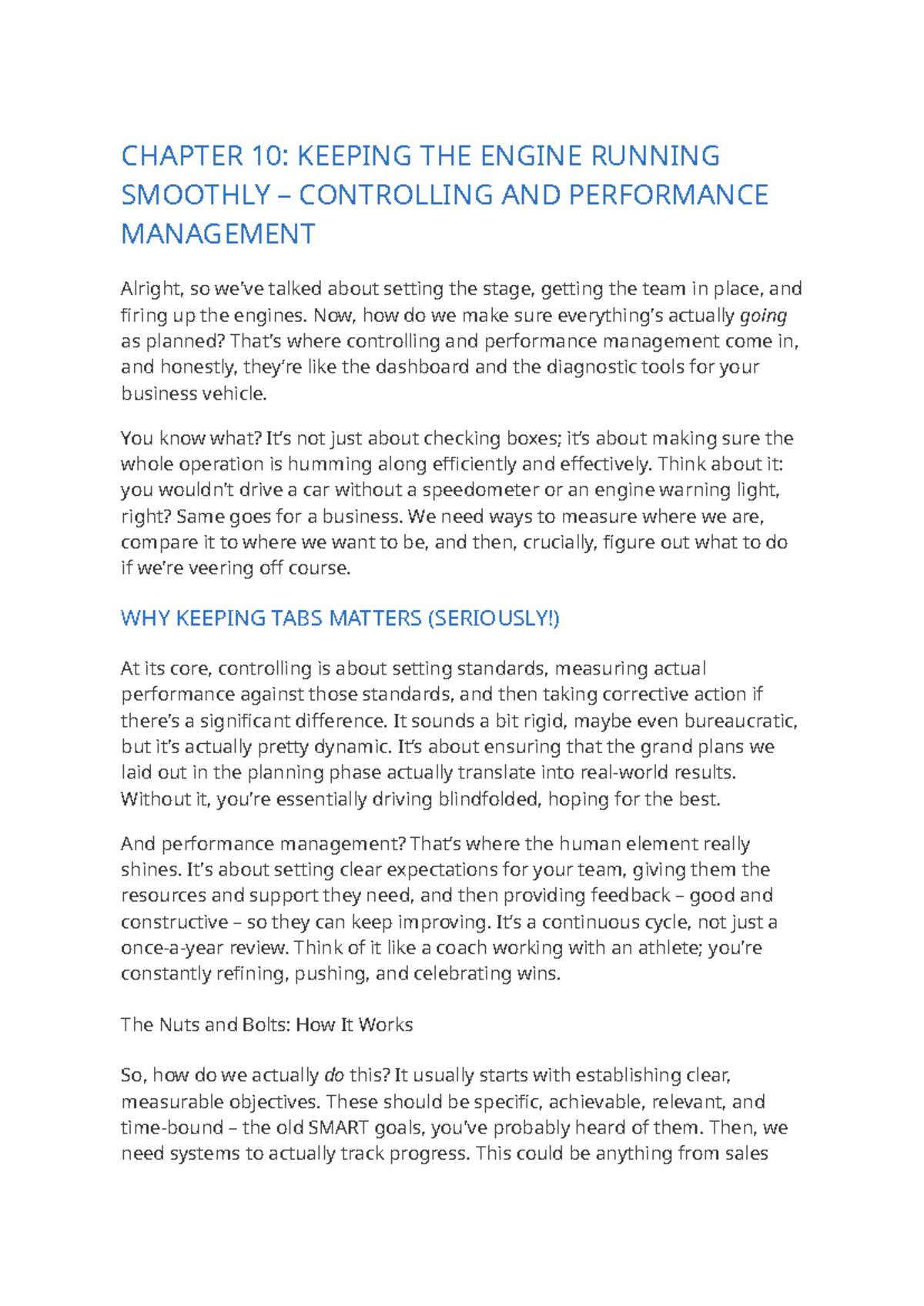 CHAPTER 10: Controlling & Performance Management in Business - Studocu
