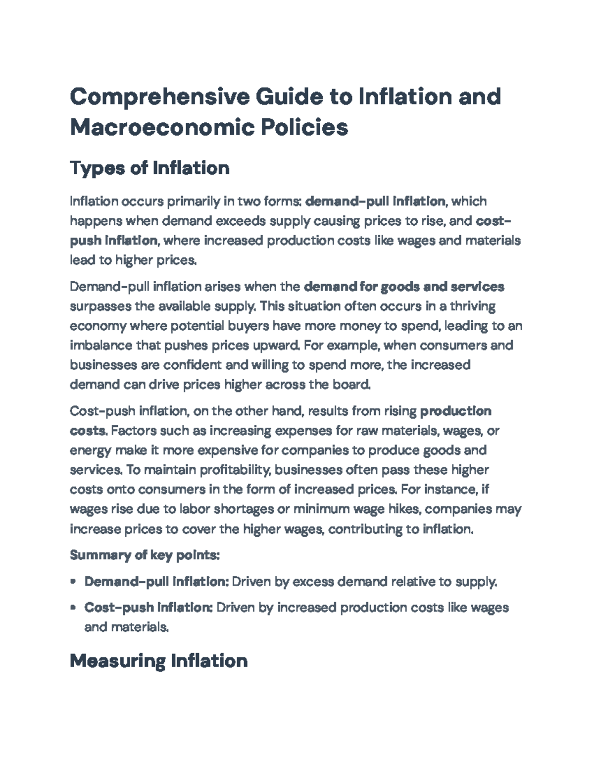 Comprehensive Overview of Inflation & Macroeconomic Policies (ECO 101 ...