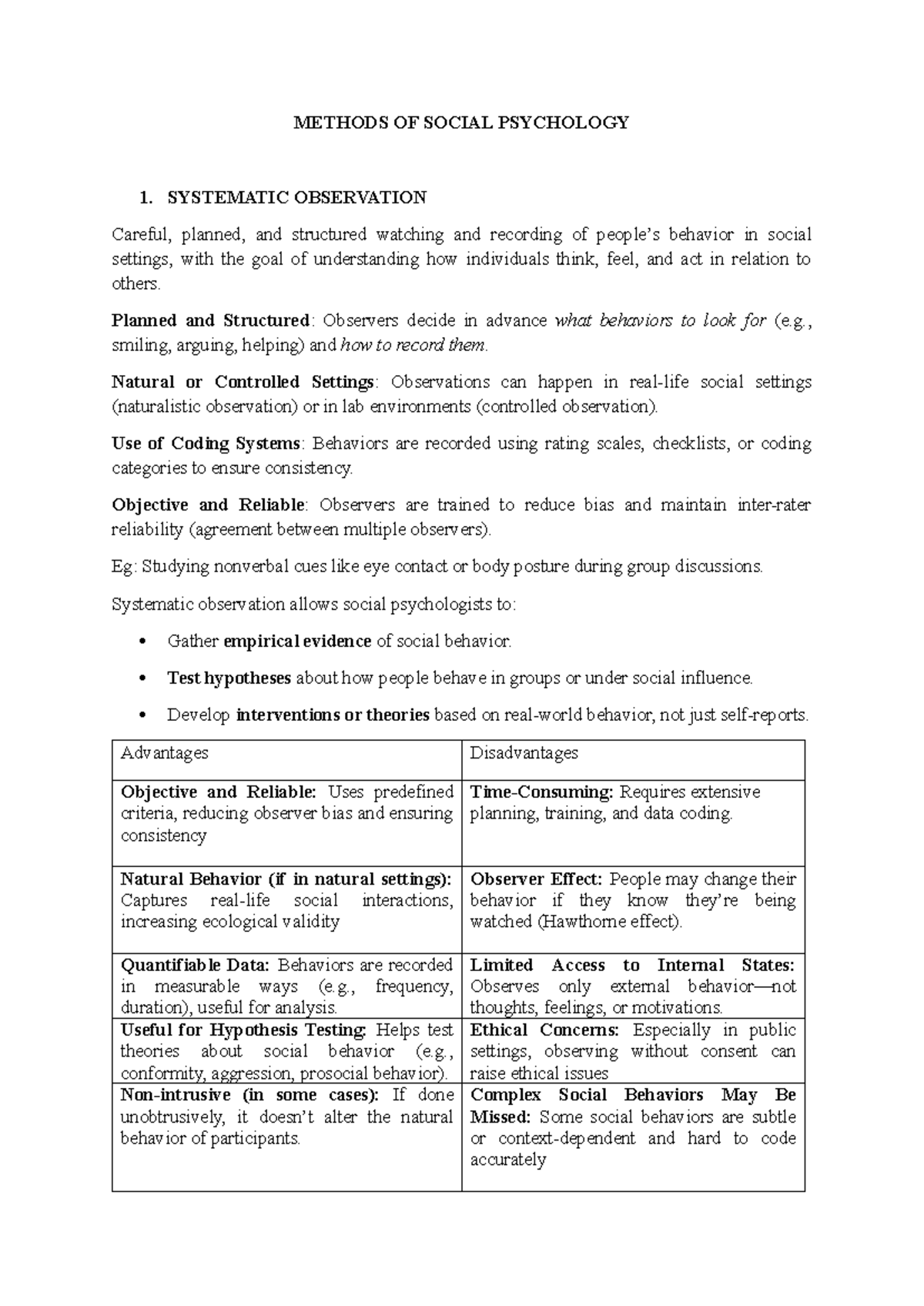 Methods of Social Psychology: Systematic Observation, Correlation, and ...