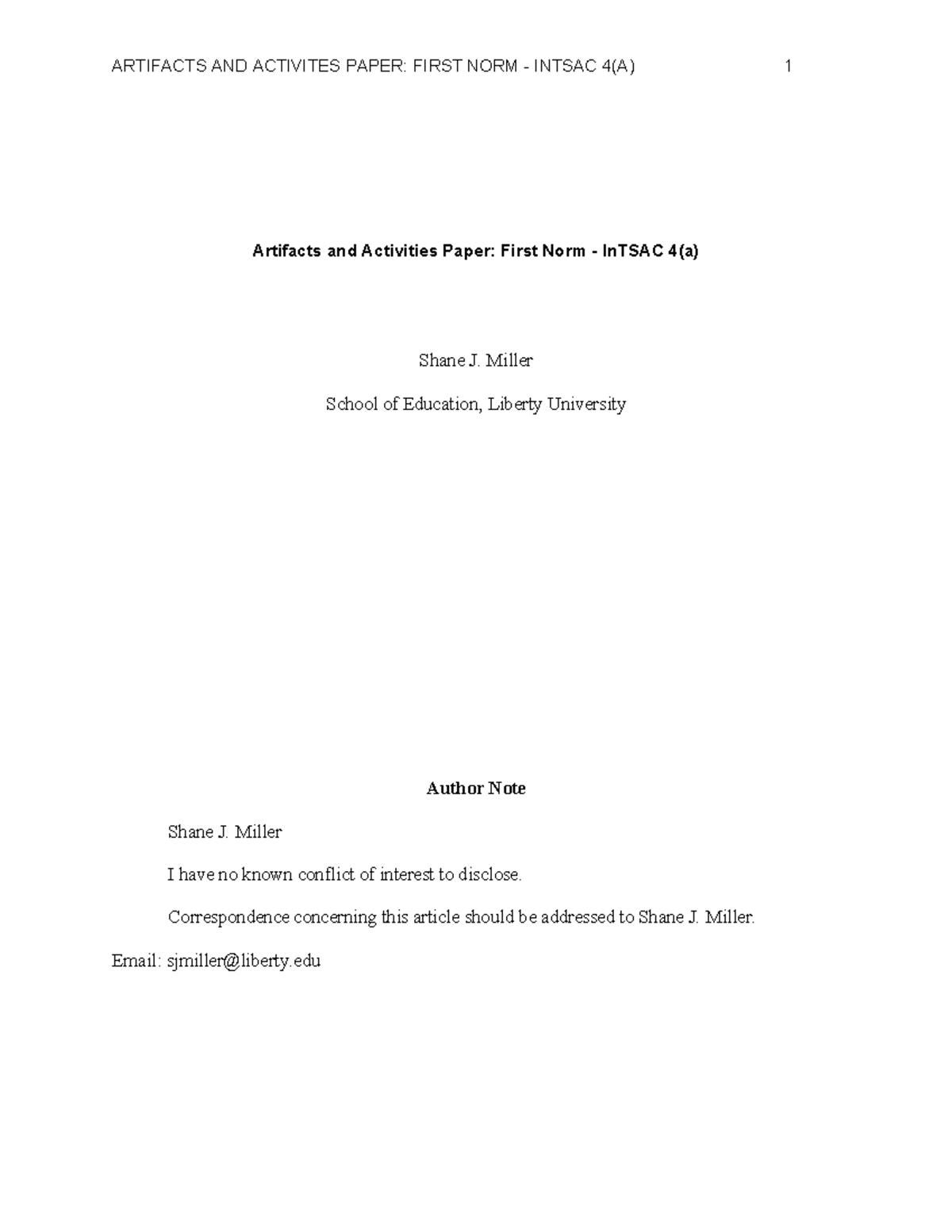 Artifacts and Activities Paper: InTASC 4(a) First Norm Analysis - Studocu