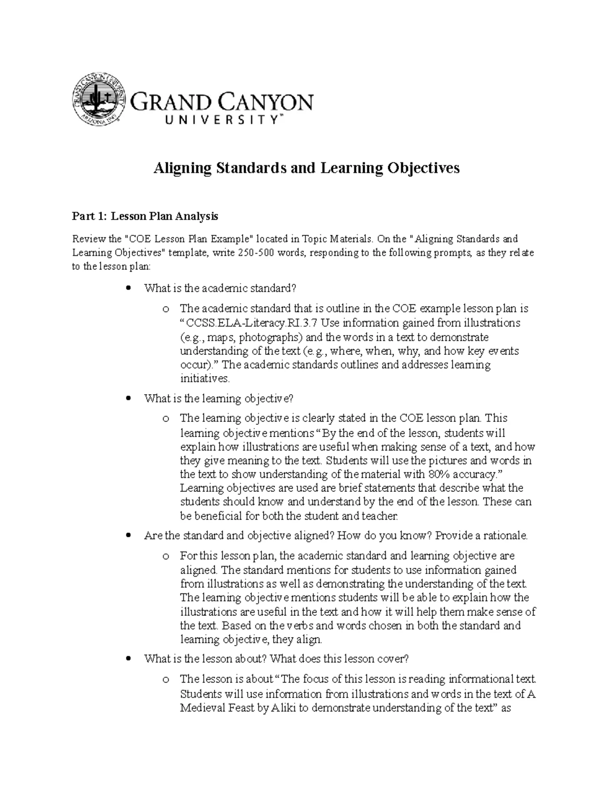 ELM-210-D-T2-Standards and Objectives Alignment in Lesson Planning ...