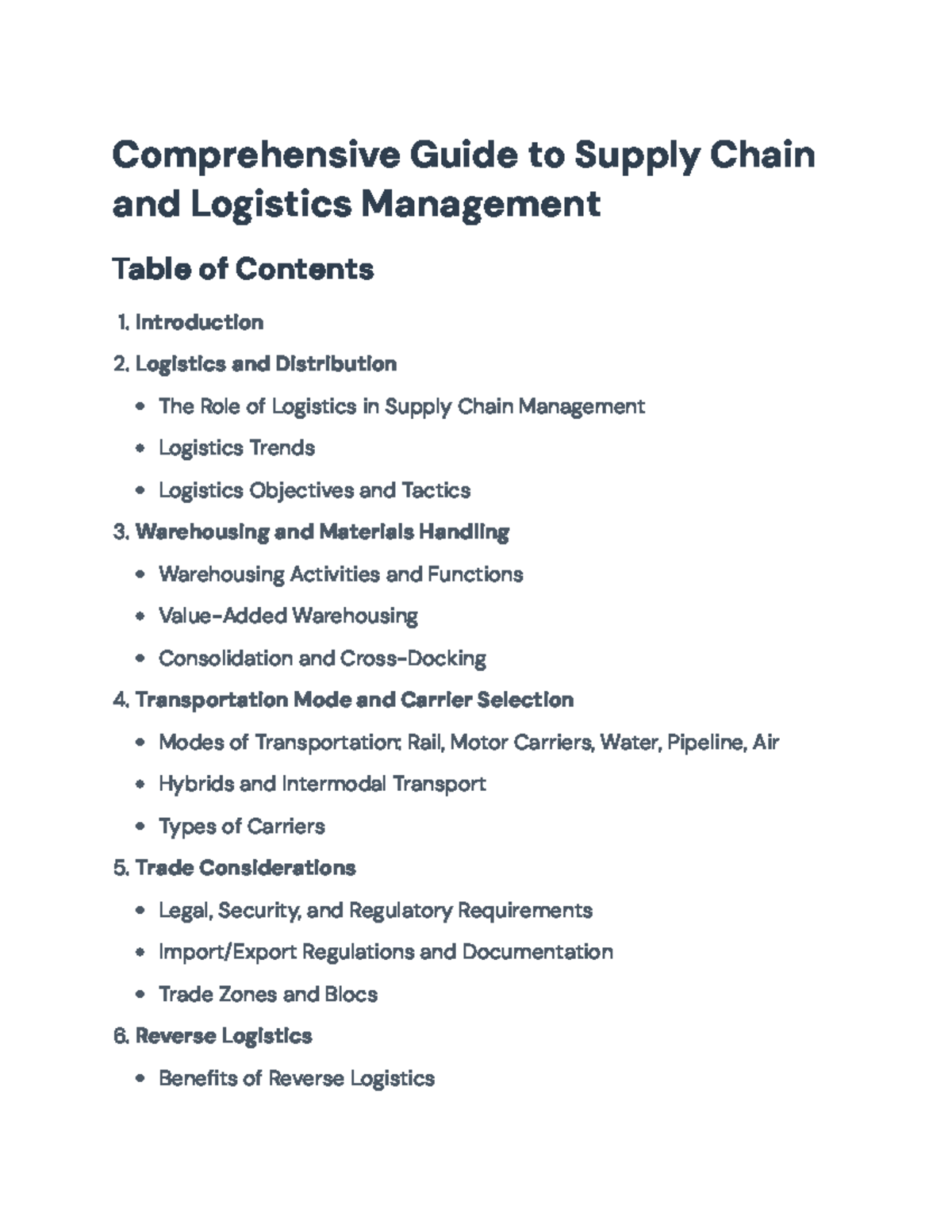 Comprehensive Guide to Supply Chain & Logistics Management - Reverse ...