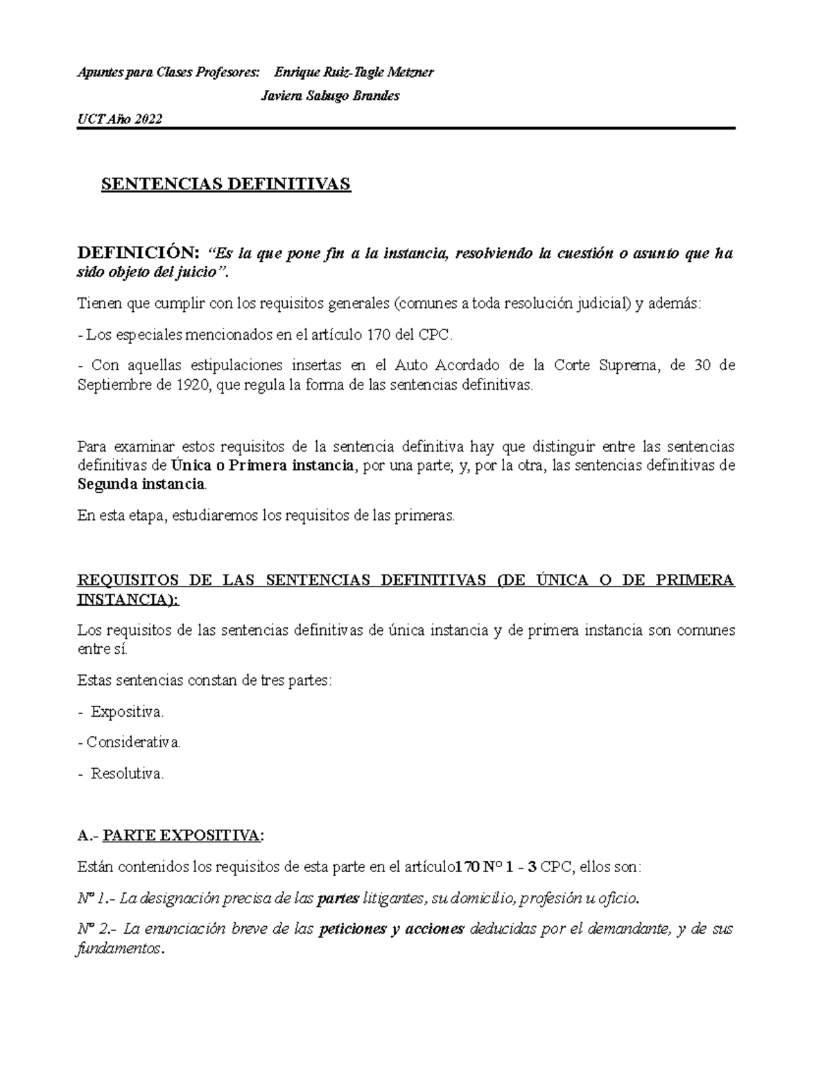 2. Derecho Procesal II: Sentencias Definitivas y Efectos Judiciales