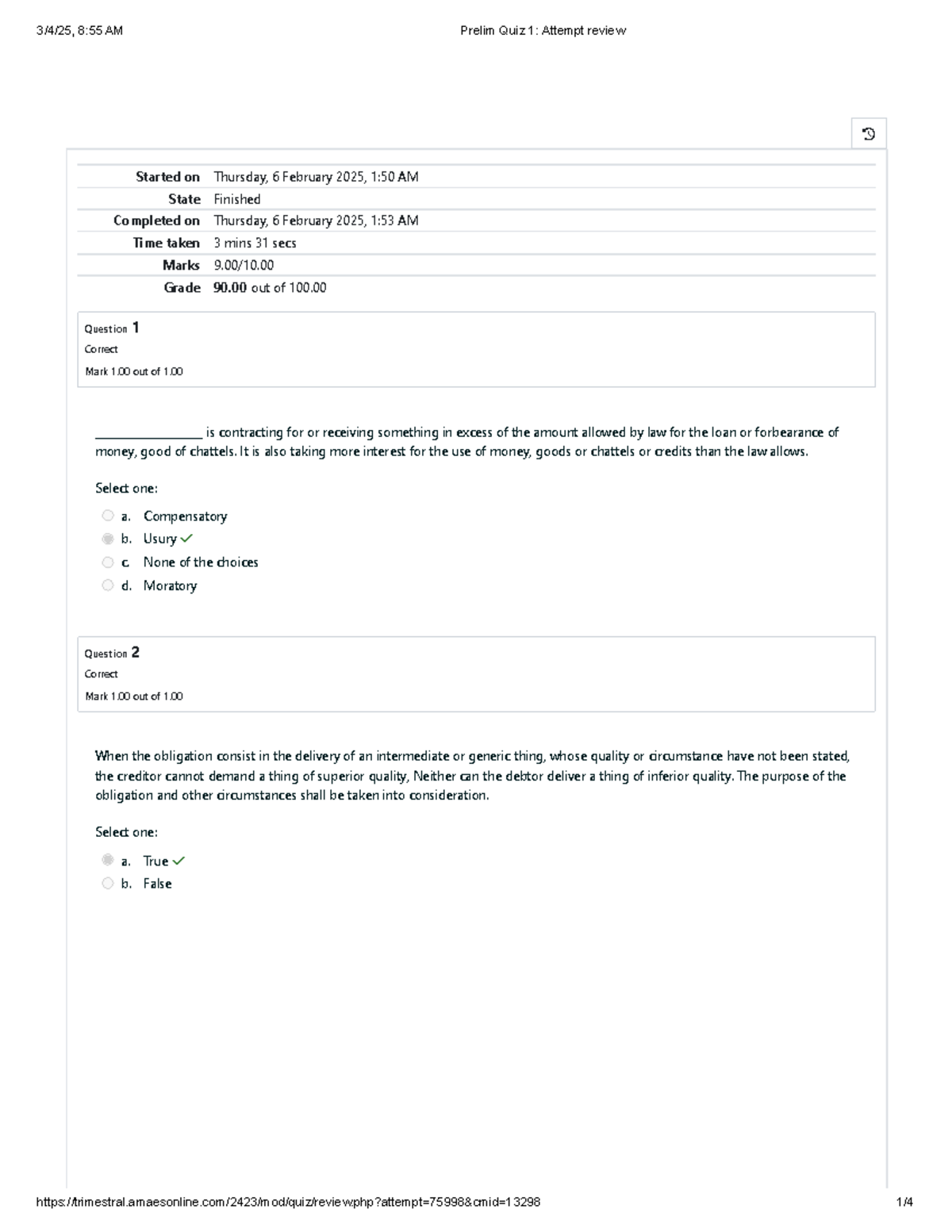 Prelim Quiz 1 Review and Results Analysis - Studocu