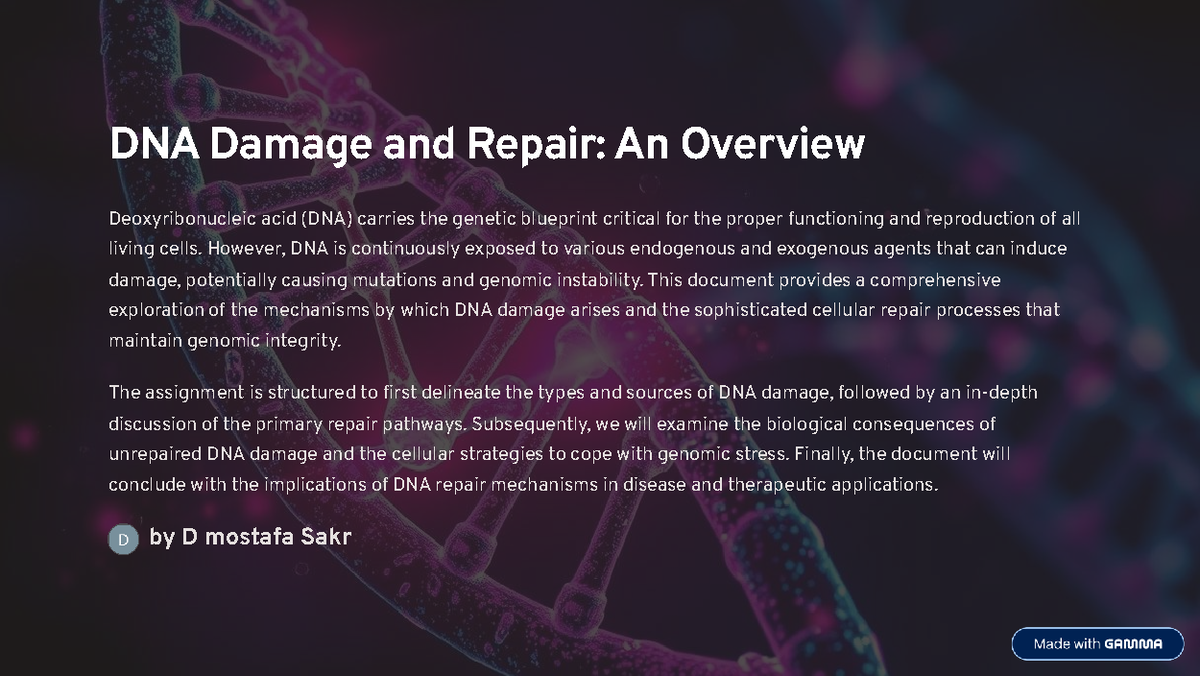 DNA Damage and Repair Mechanisms: An Overview of Key Processes - Studocu