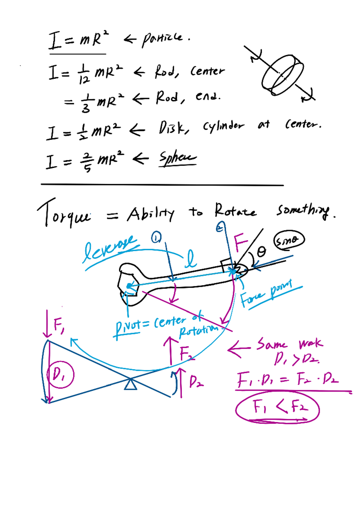 Torque Notes for Practice - Physics 101 - Studocu