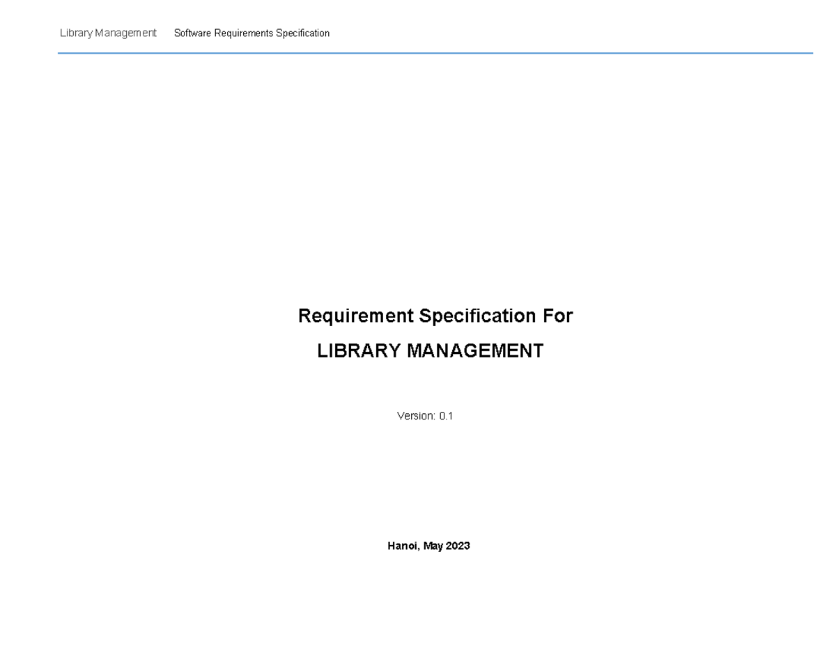Library Management Software Requirements Specification (LIBRARY ...