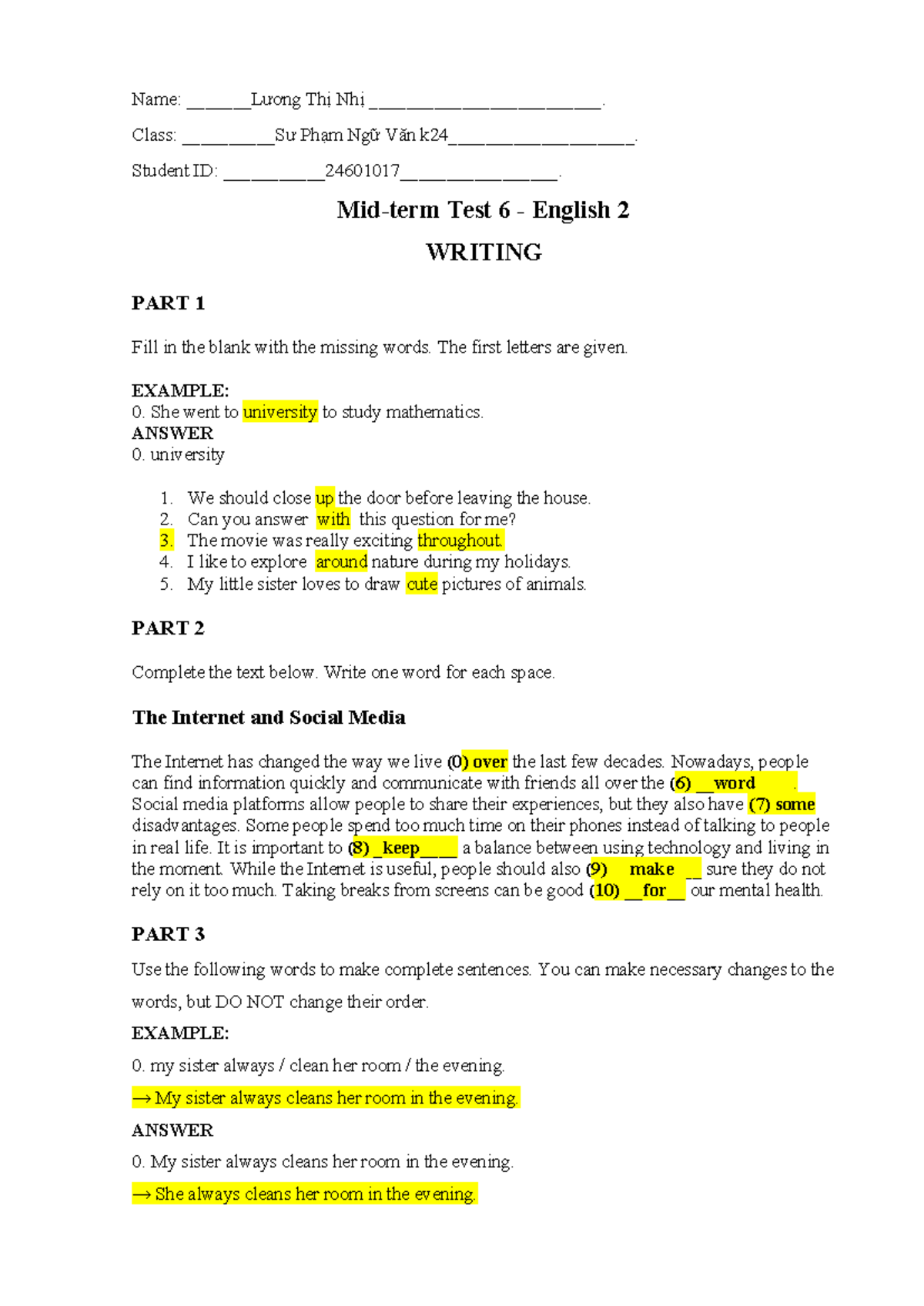 Midterm Test 6 - Summary for English 2 Writing & Reading Skills - Studocu