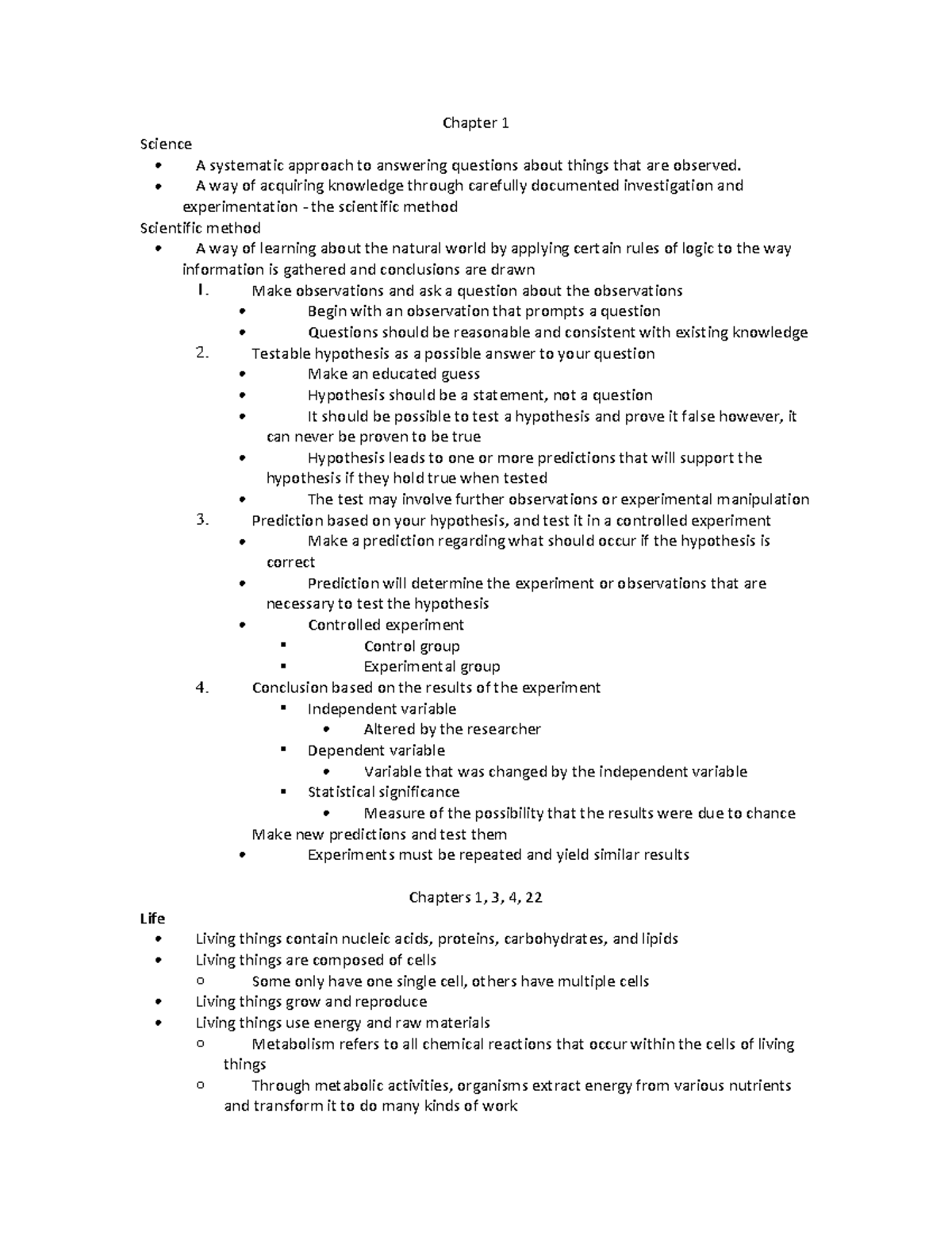 Lecture Notes: Chapter 1 - Introduction to Science and Methodology ...