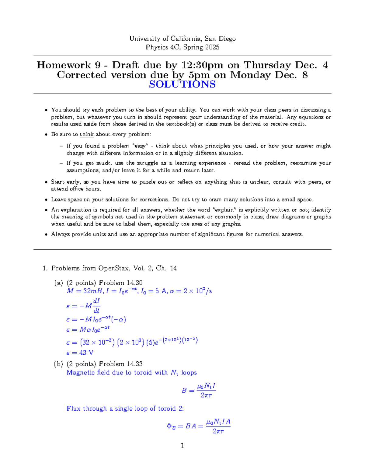 Physics 4C - Spring 2025 Homework 9 Solutions - Studocu