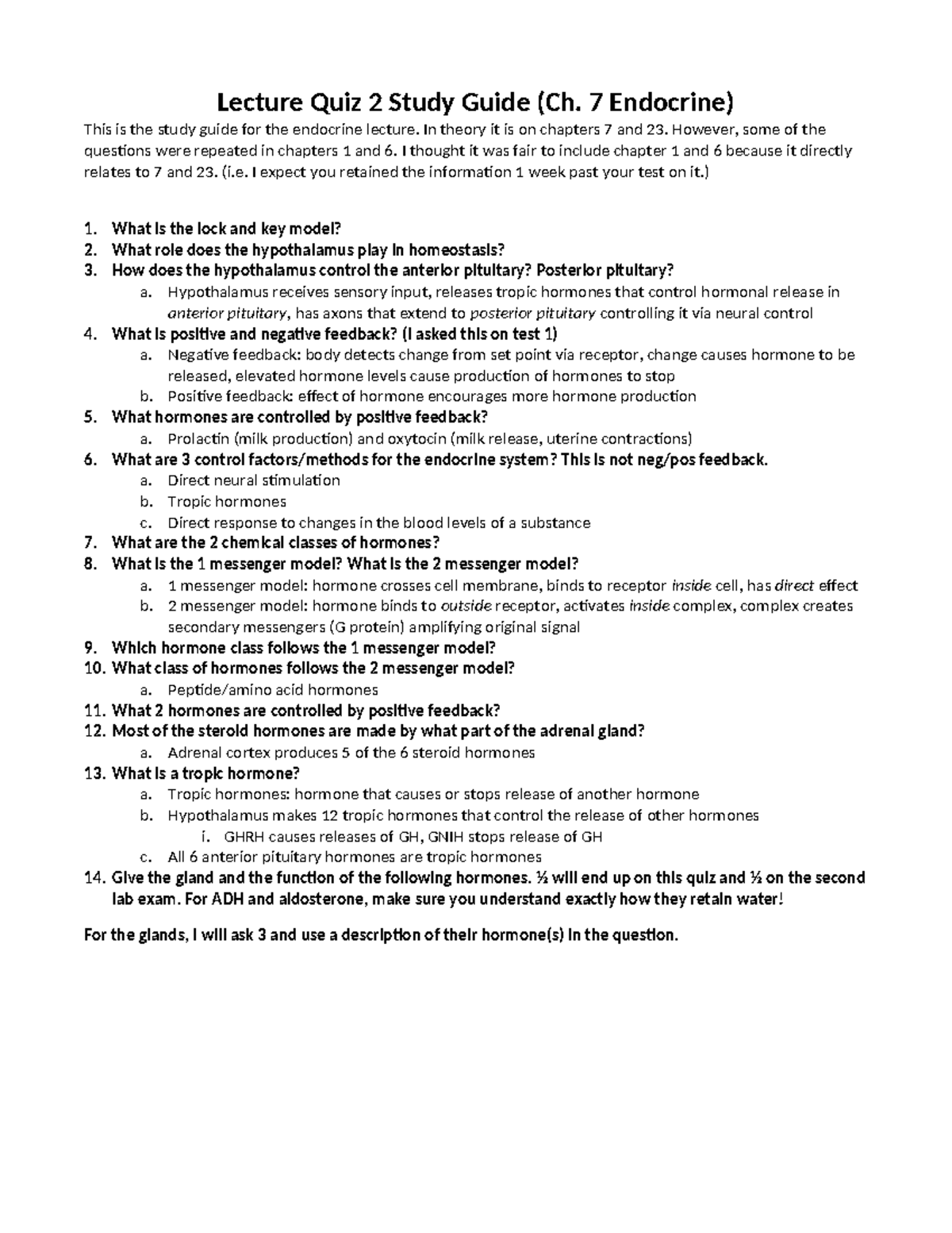 Lecture Quiz 2 Study Guide (Ch. 7 & Related Concepts) - Studocu
