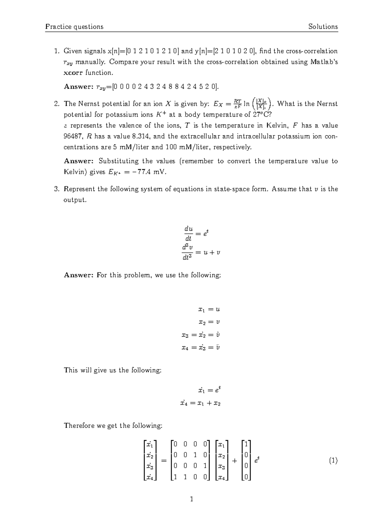Practice Questions & Solutions: Tutorial Work Overview - Studocu