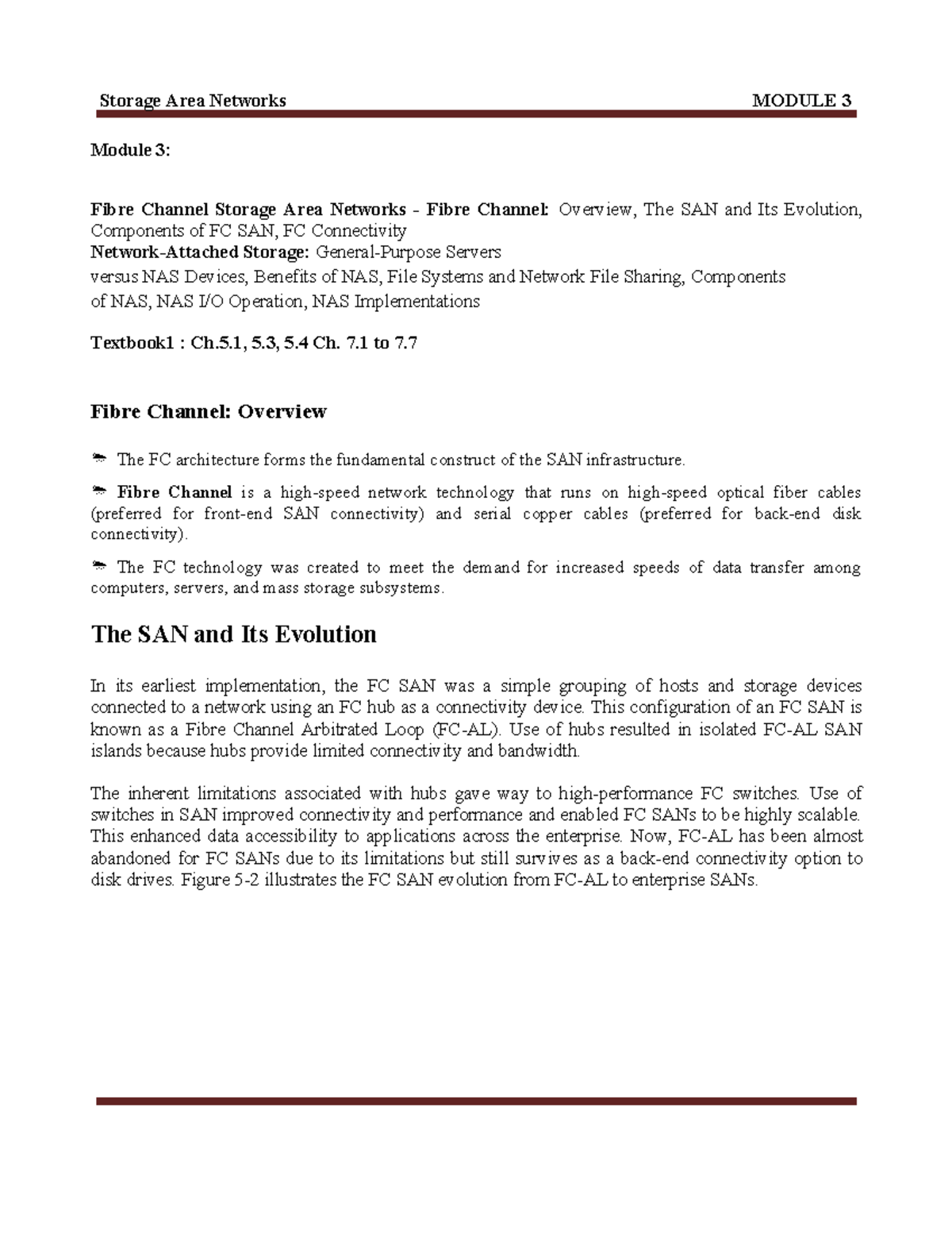 Storage Area Networks (SAN) - Module 3: Fibre Channel Overview and NAS ...