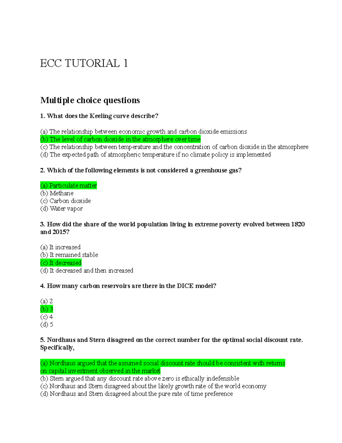 ECC TUTORIAL SOLUTIONS: Comprehensive MCQs and Analysis on Climate ...