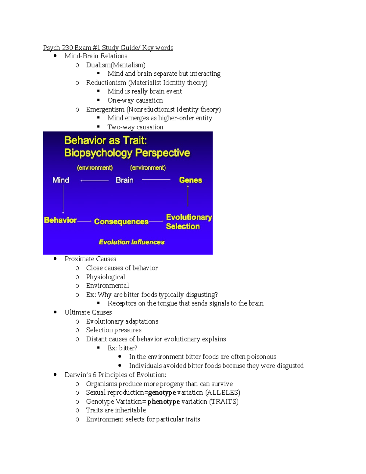 Psych 230 Exam 1 Study Guide: Key Concepts and Definitions - Studocu
