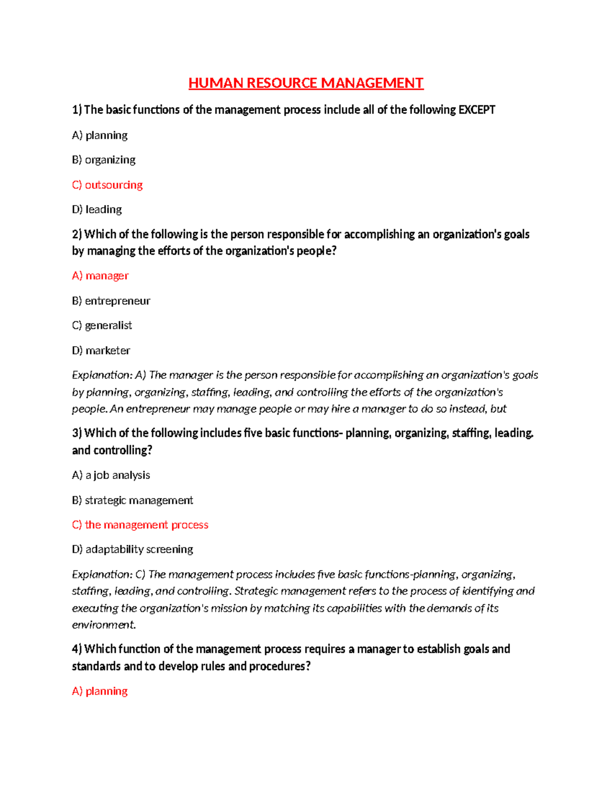HUMAN RESOURCE MANAGEMENT: Key Concepts and Functions - Studocu