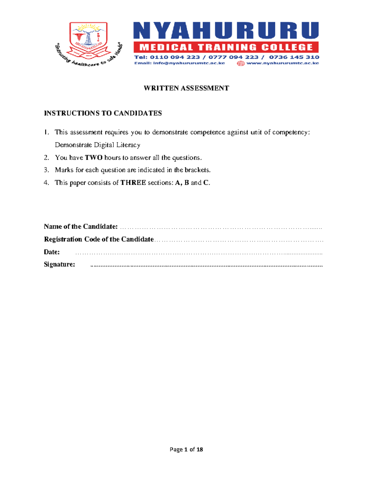 Digital Literacy X 1 - Study Questions & Assessment Guide - Studocu