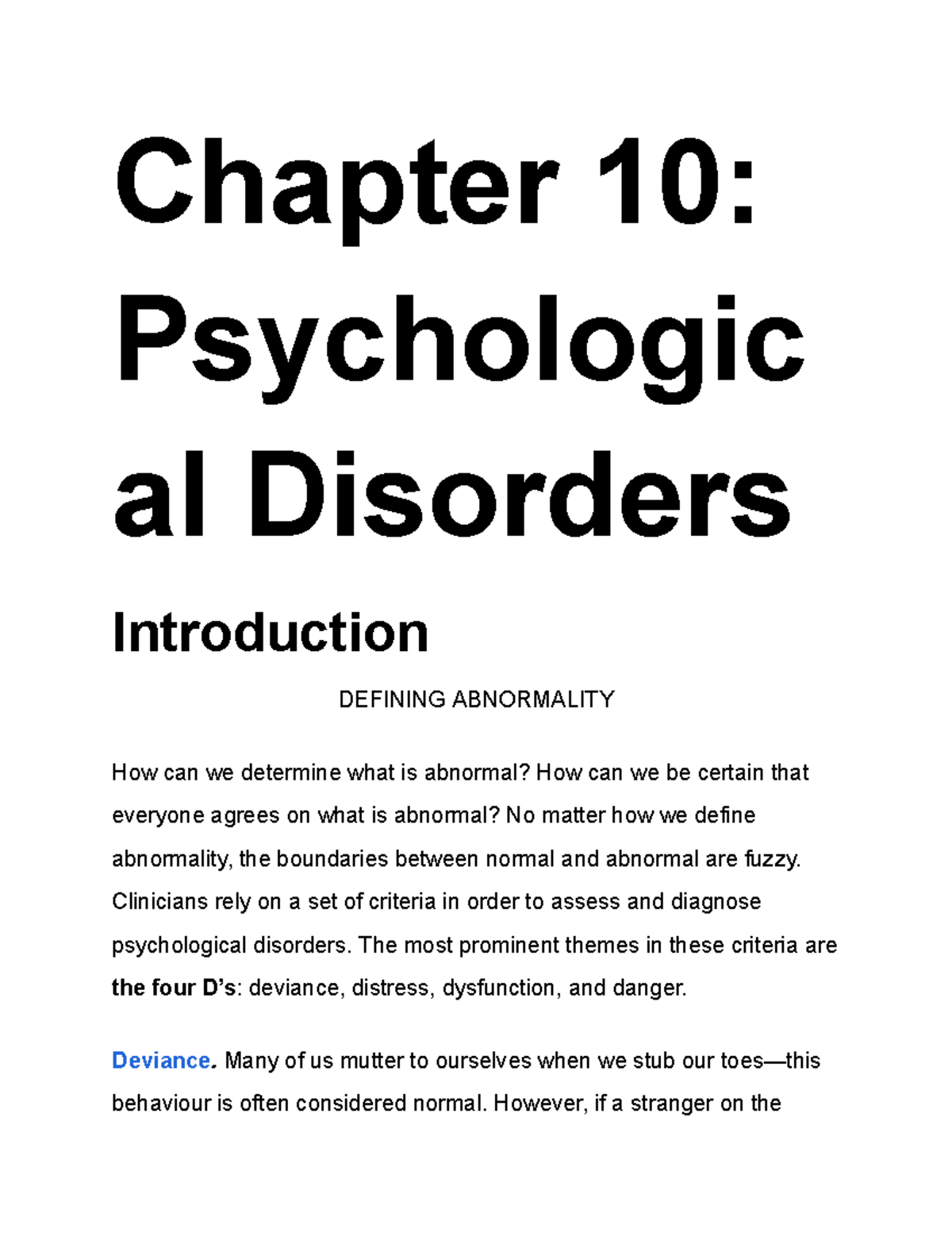 Chapter 10: Understanding Psychological Disorders and Abnormality - Studocu