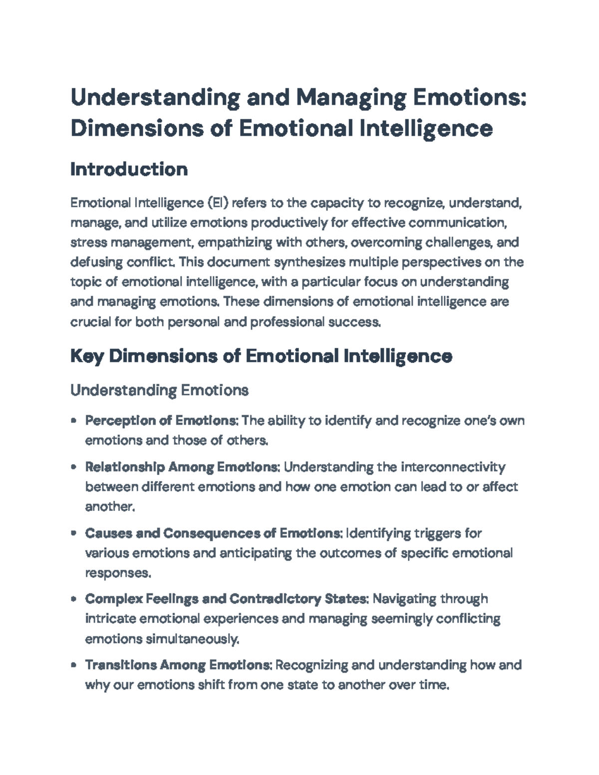 Understanding and Managing Emotions: Insights on Emotional Intelligence ...