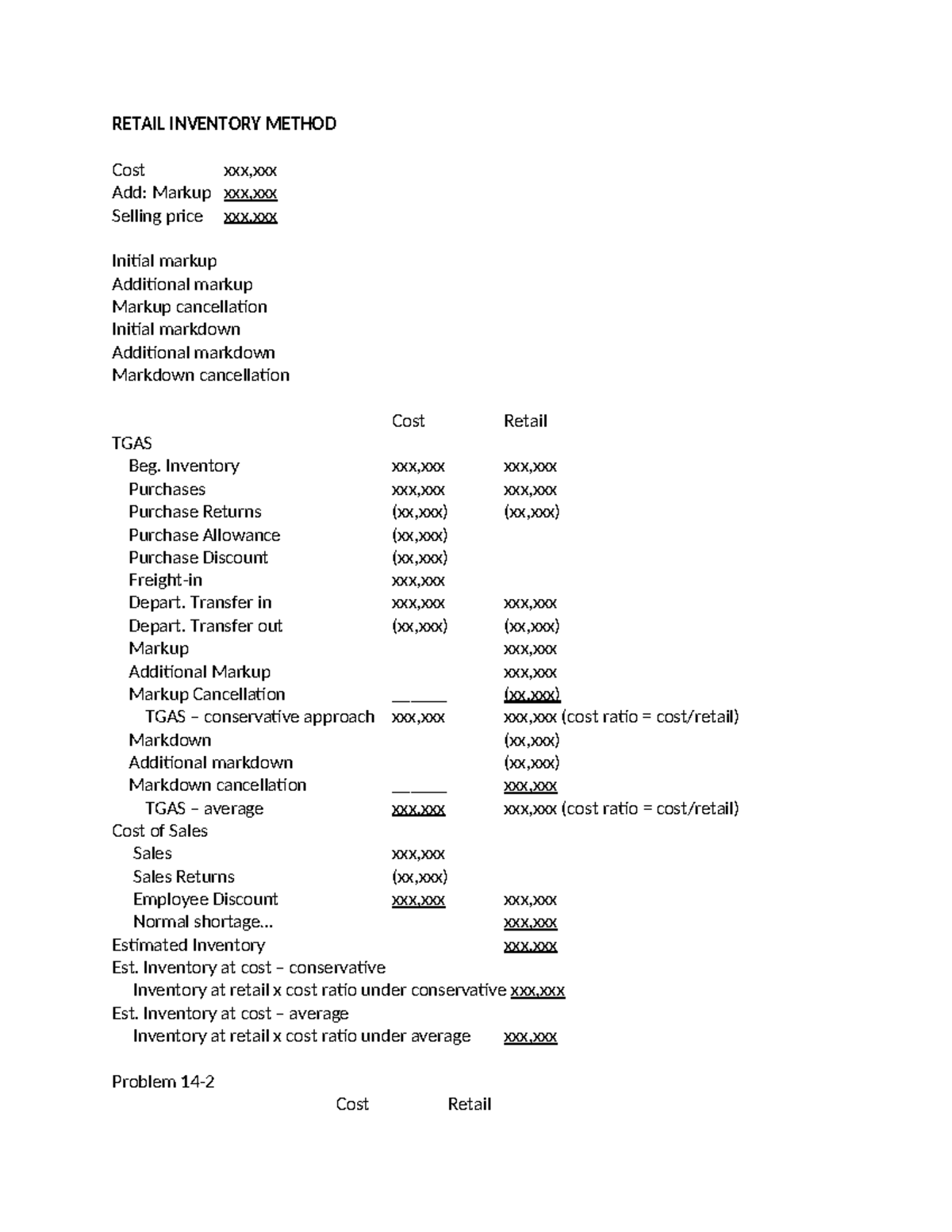 ACC 124 Retail Inventory Method Discussion Notes - April 2025 - Studocu