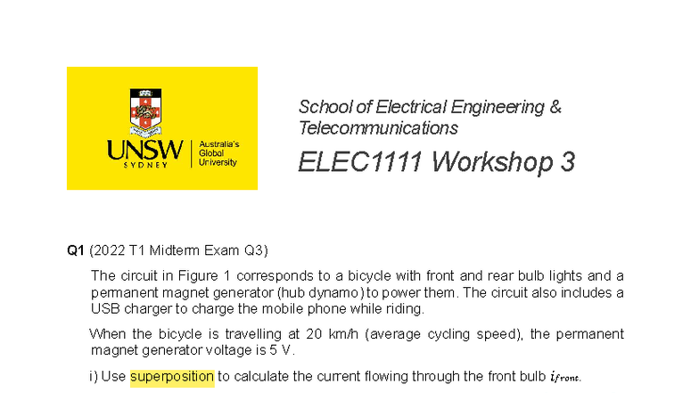 ELEC Workshop 3: Telecommunications Midterm Exam Q1-Q3 Solutions - Studocu