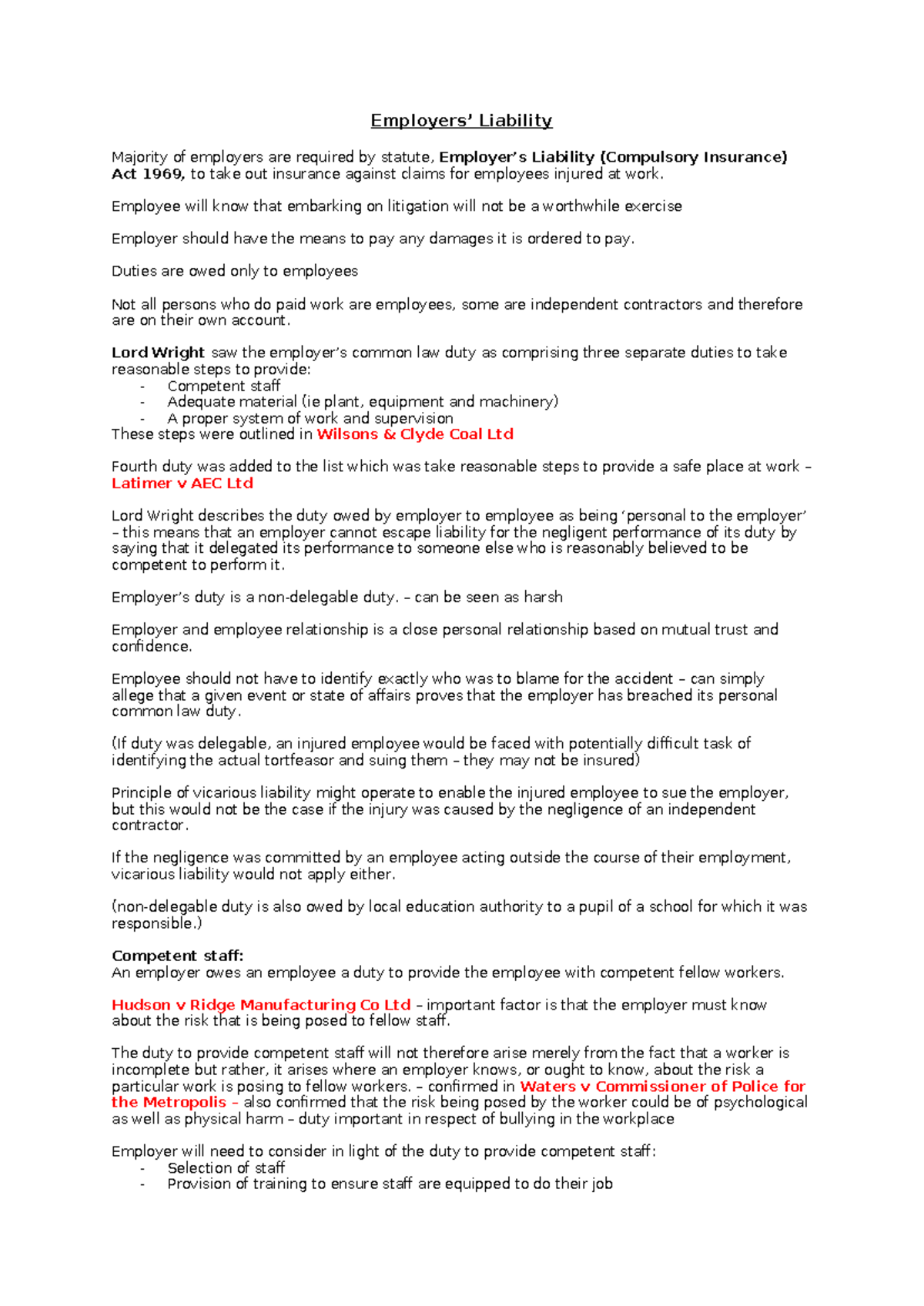 Employer's Liability: Understanding Duties and Vicarious Liability ...