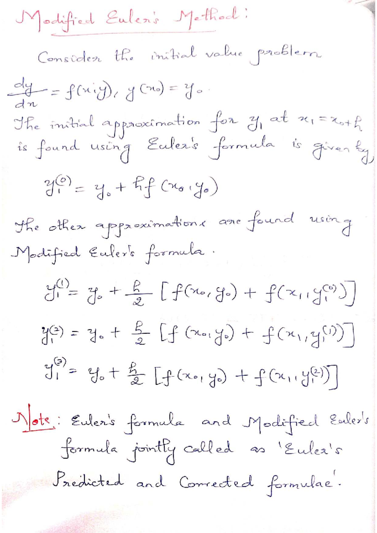 Modified Euler's Method: Solving Initial Value Problems - Studocu