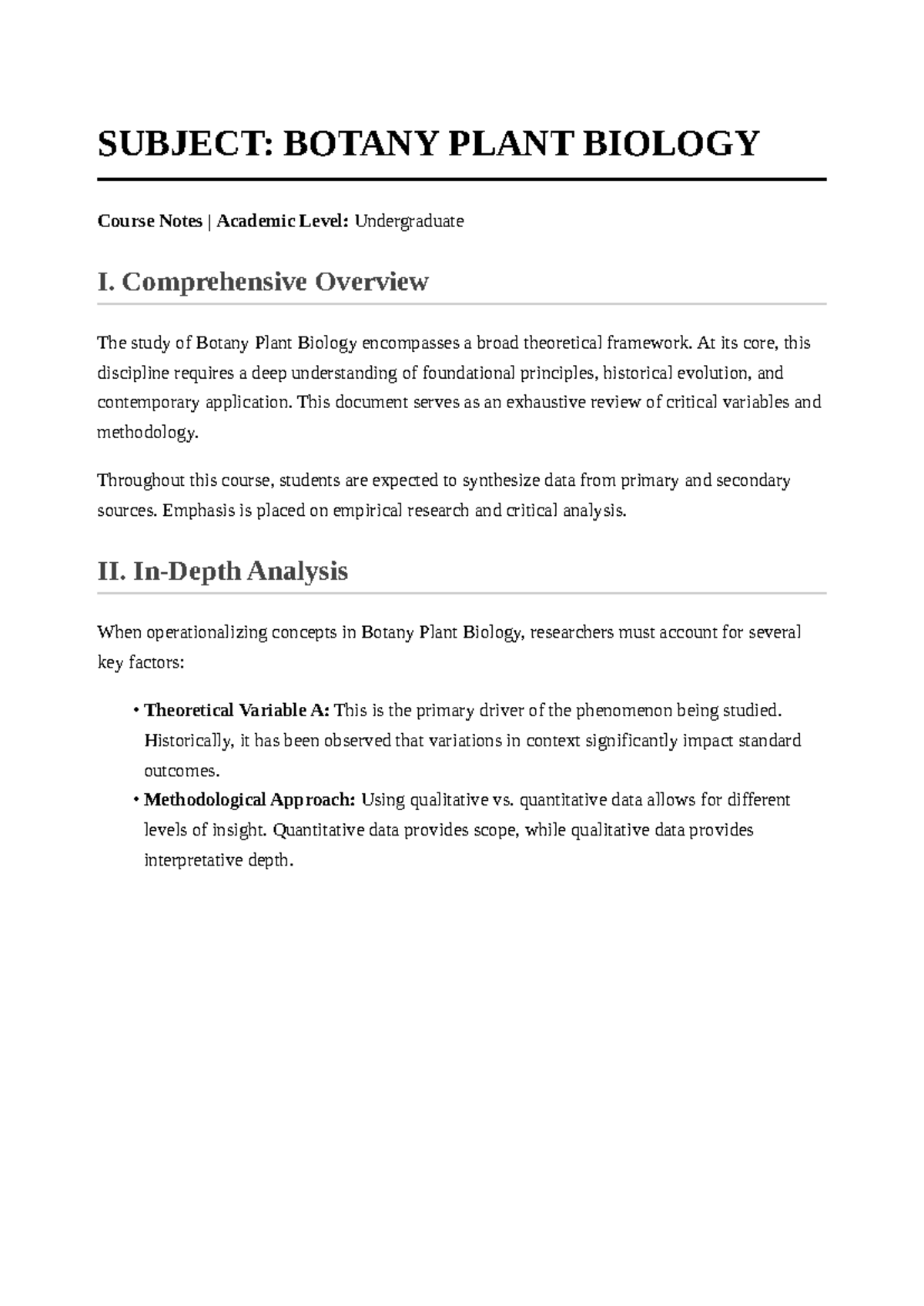 Botany Plant Biology Course Notes: Comprehensive Overview & Analysis ...
