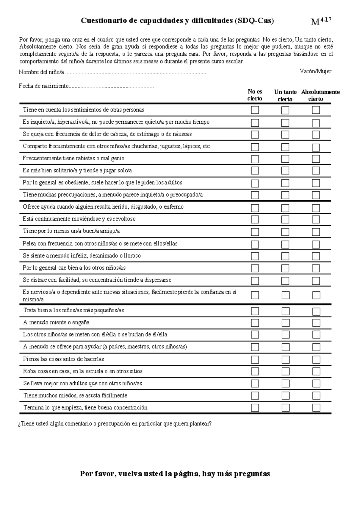 SDQ - test pata tdha - Cuestionario de capacidades y dificultades (SDQ ...