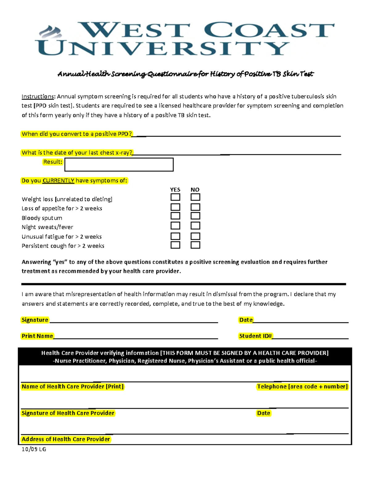 2Step PPD TB Screening Form - History of Positive PPD Results - Studocu